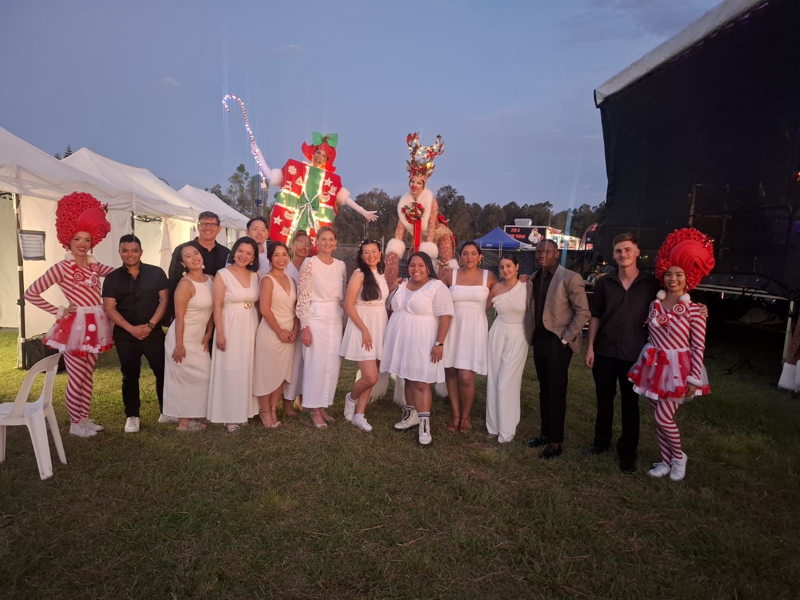 LED Christmas present costume glowing at night