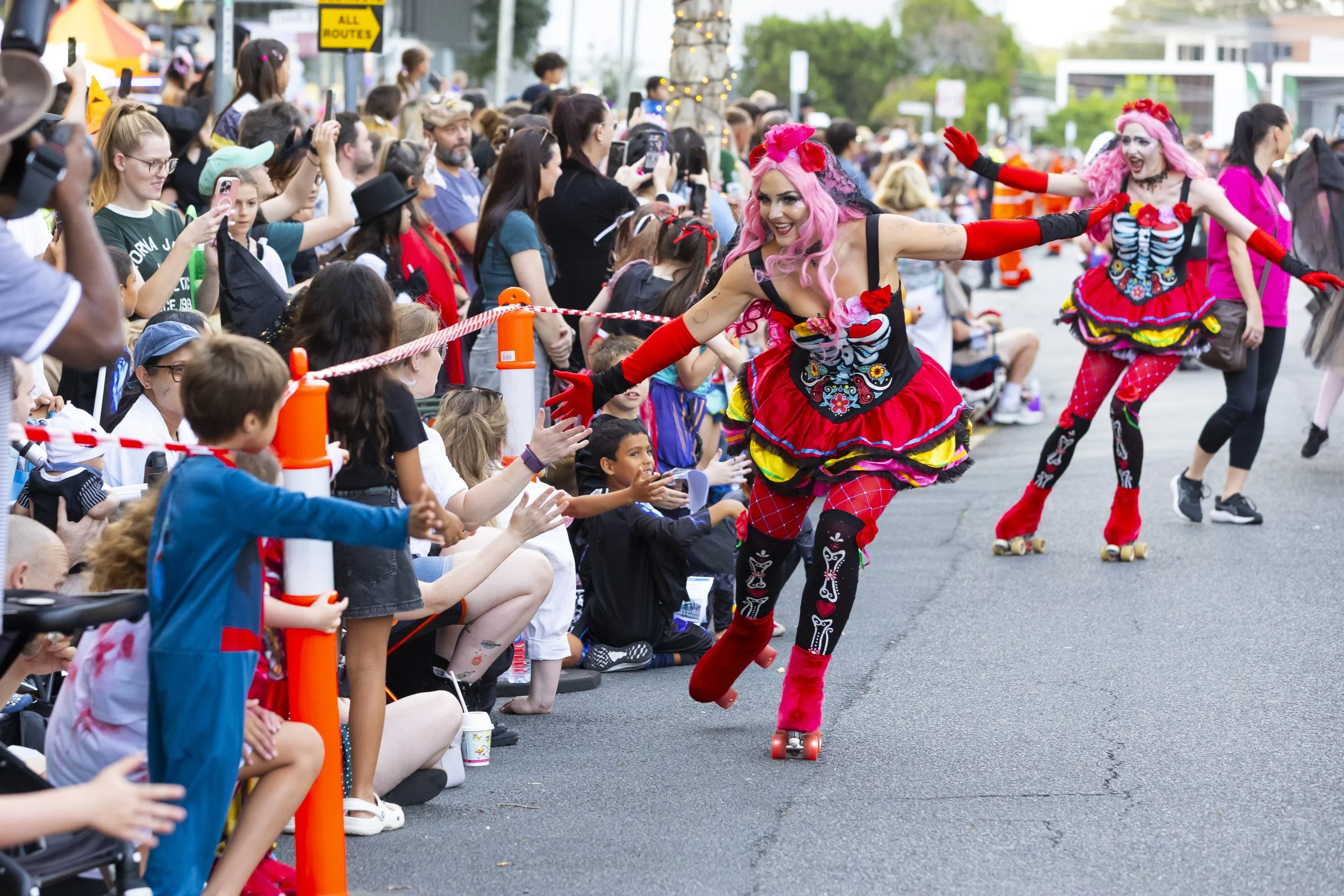 Halloween roller-skaters for parade