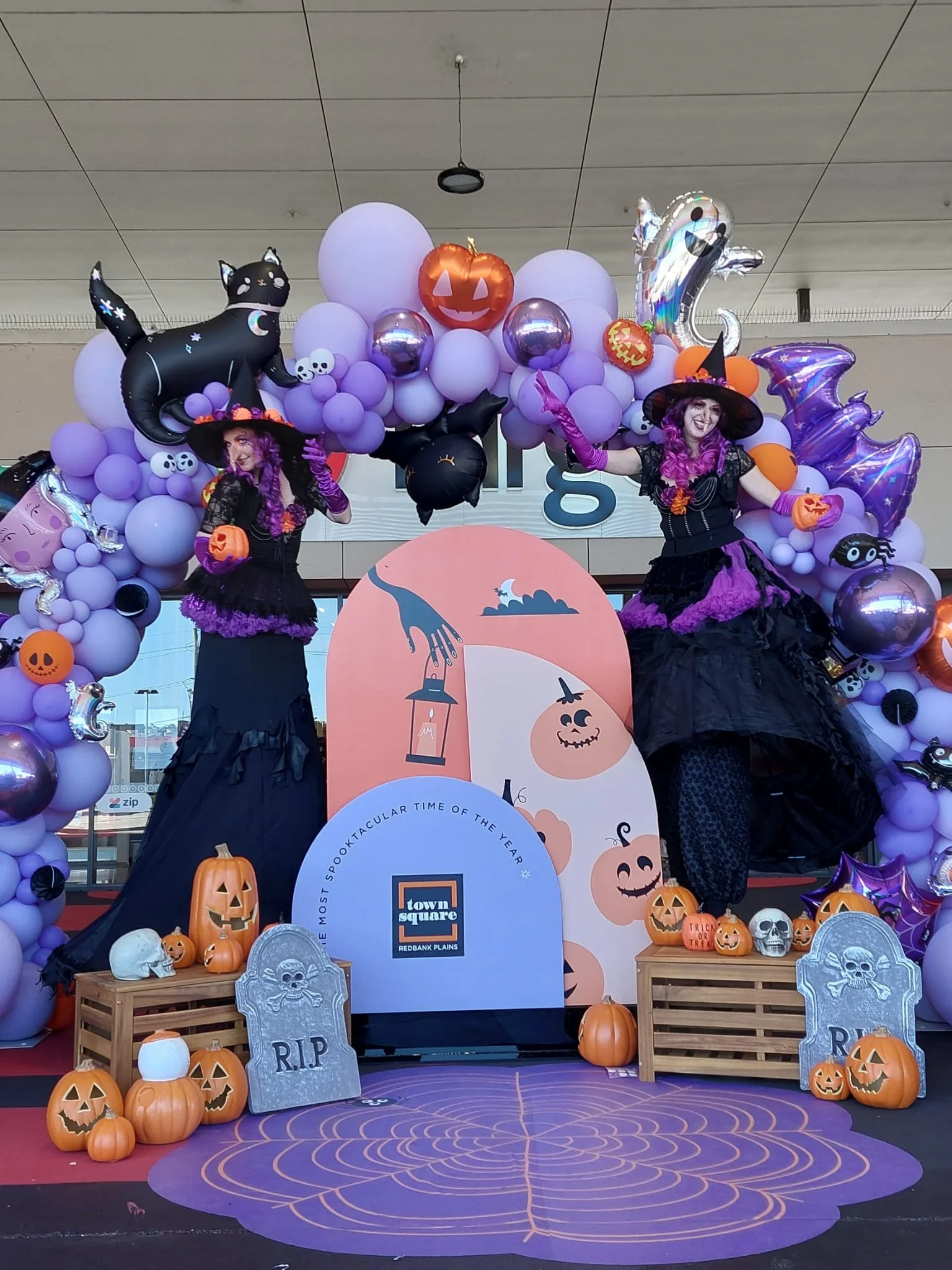 Westfield shopping centres Brisbane stilt walkers event entertainment roving performers Halloween