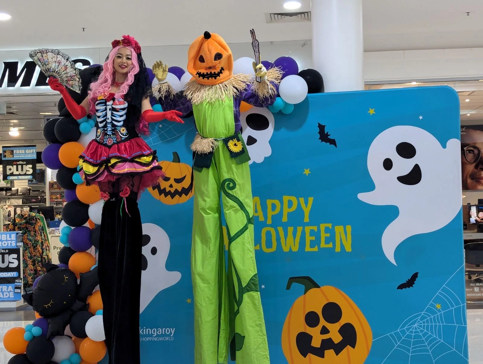 Halloween stilts event entertainment Brisbane roving entertainment
