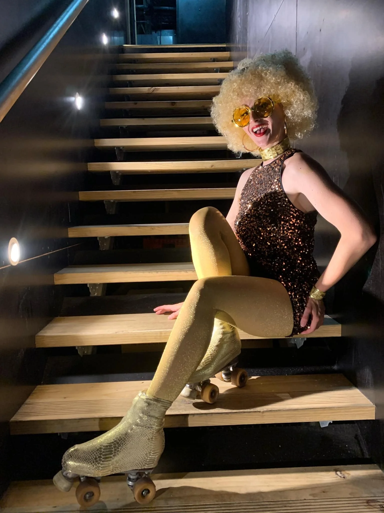 Gold outfit rollerskater Brisbane