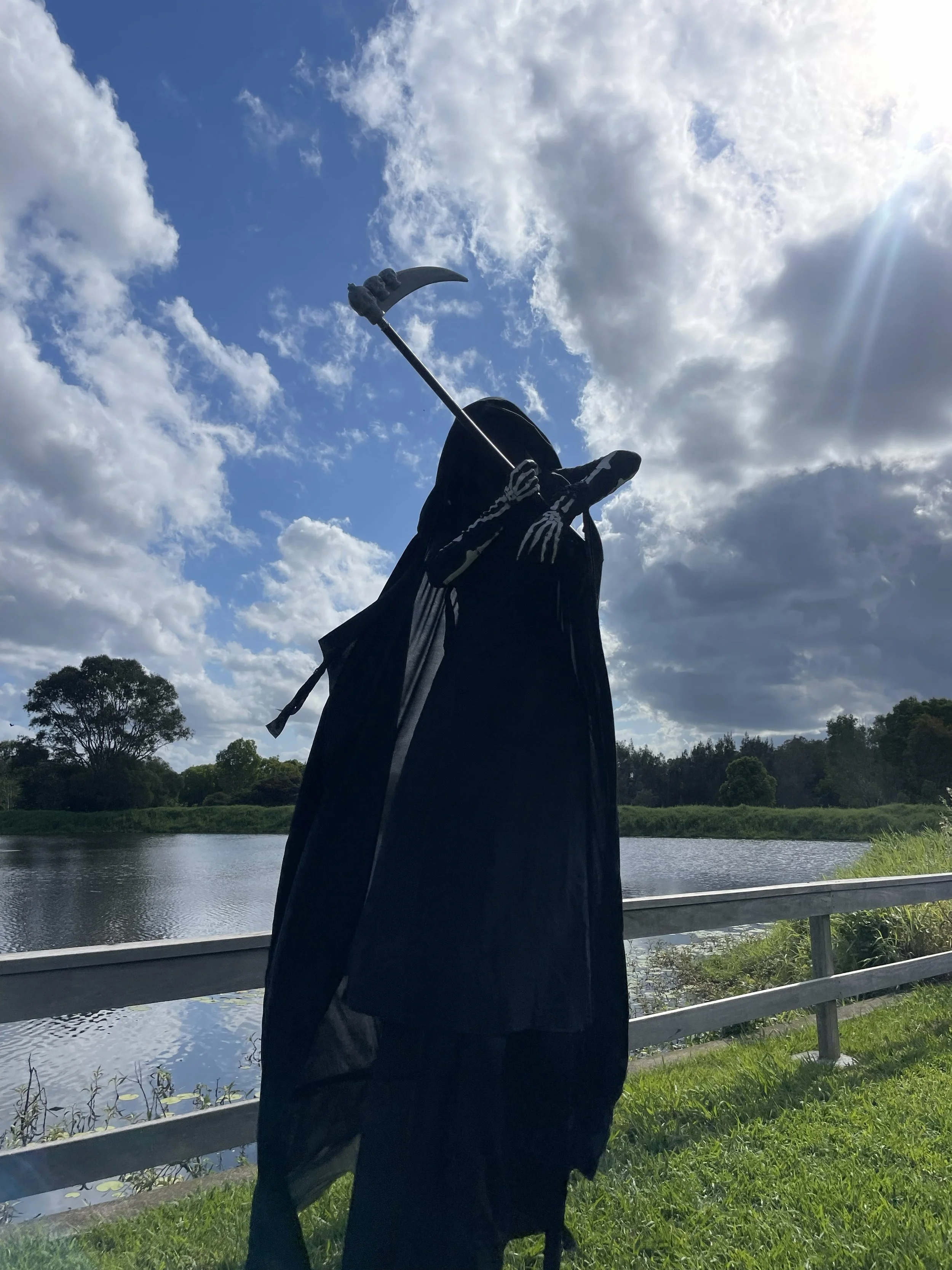 Halloween themed reaper character for community event entertainment