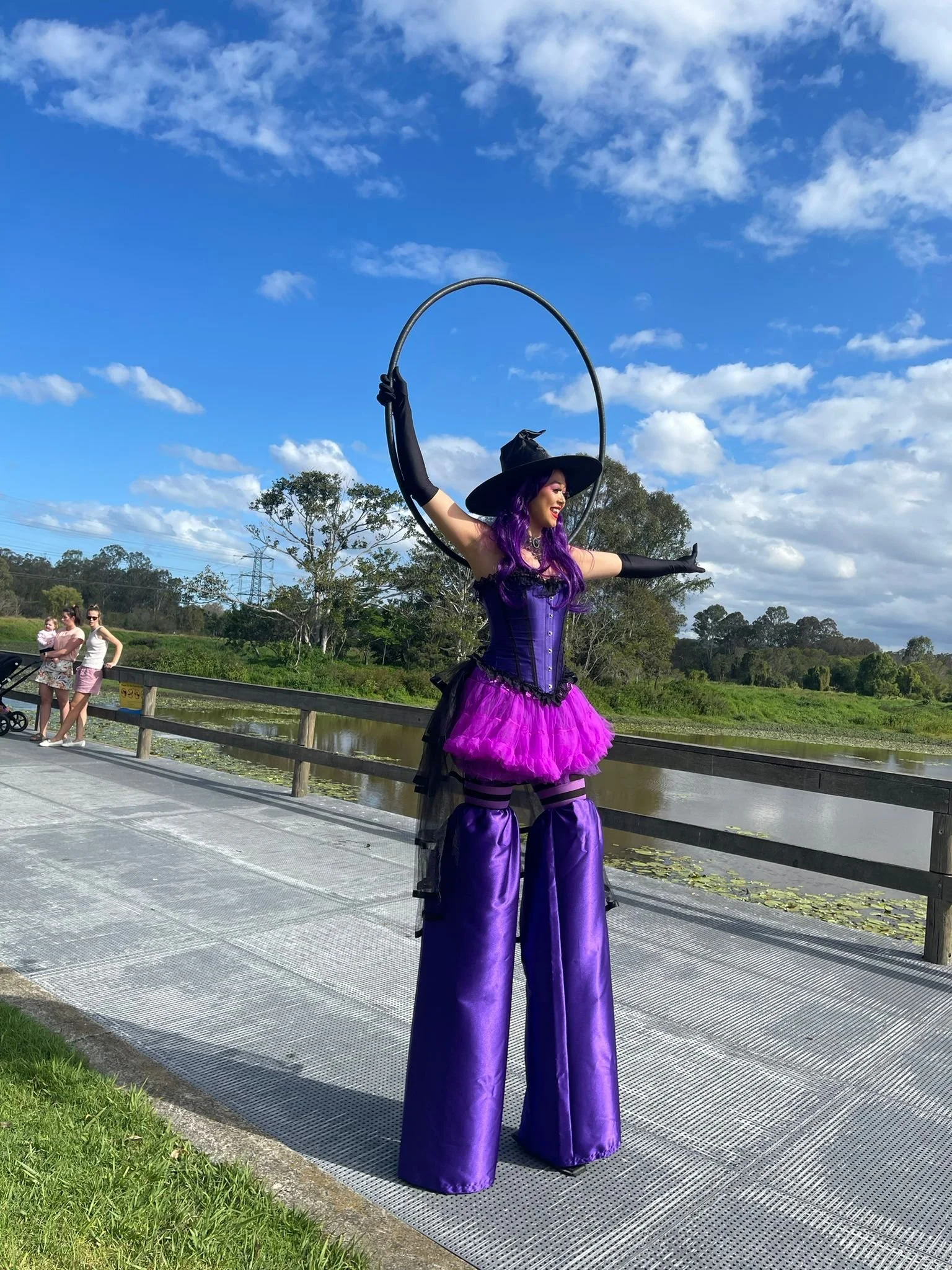 Eyes Up Events Halloween witch costume stilt walkers event entertainment Tingalpa