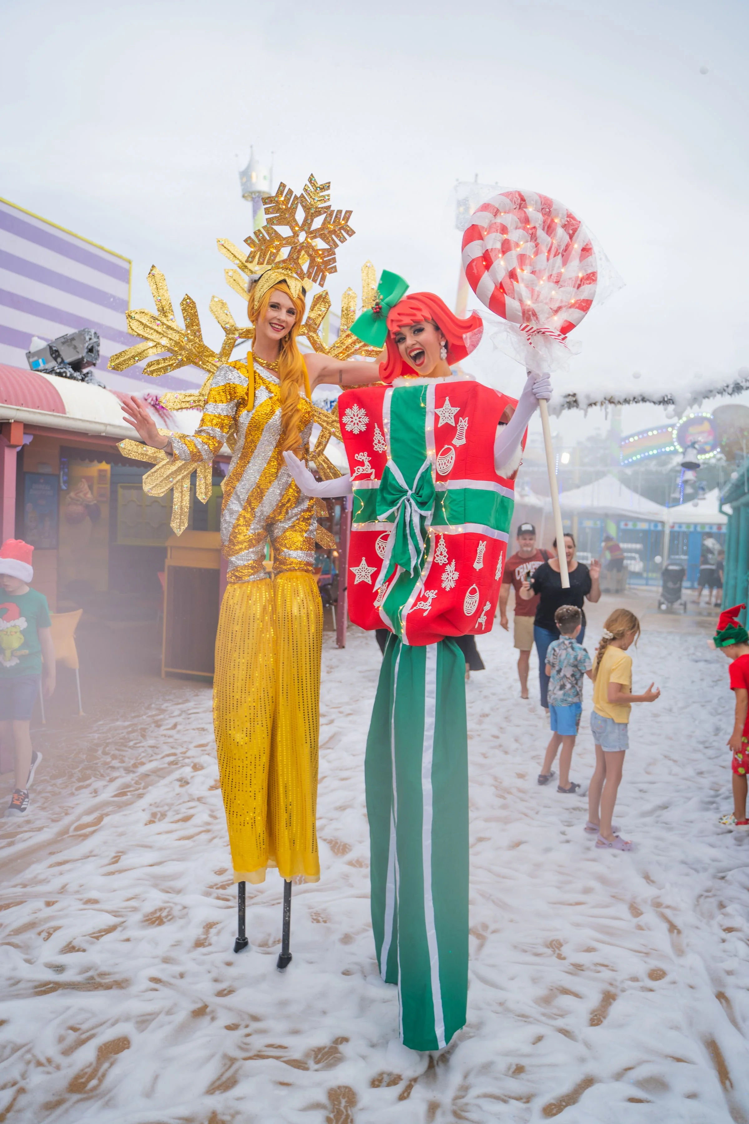 Christmas stilt walker Sunshine Coast