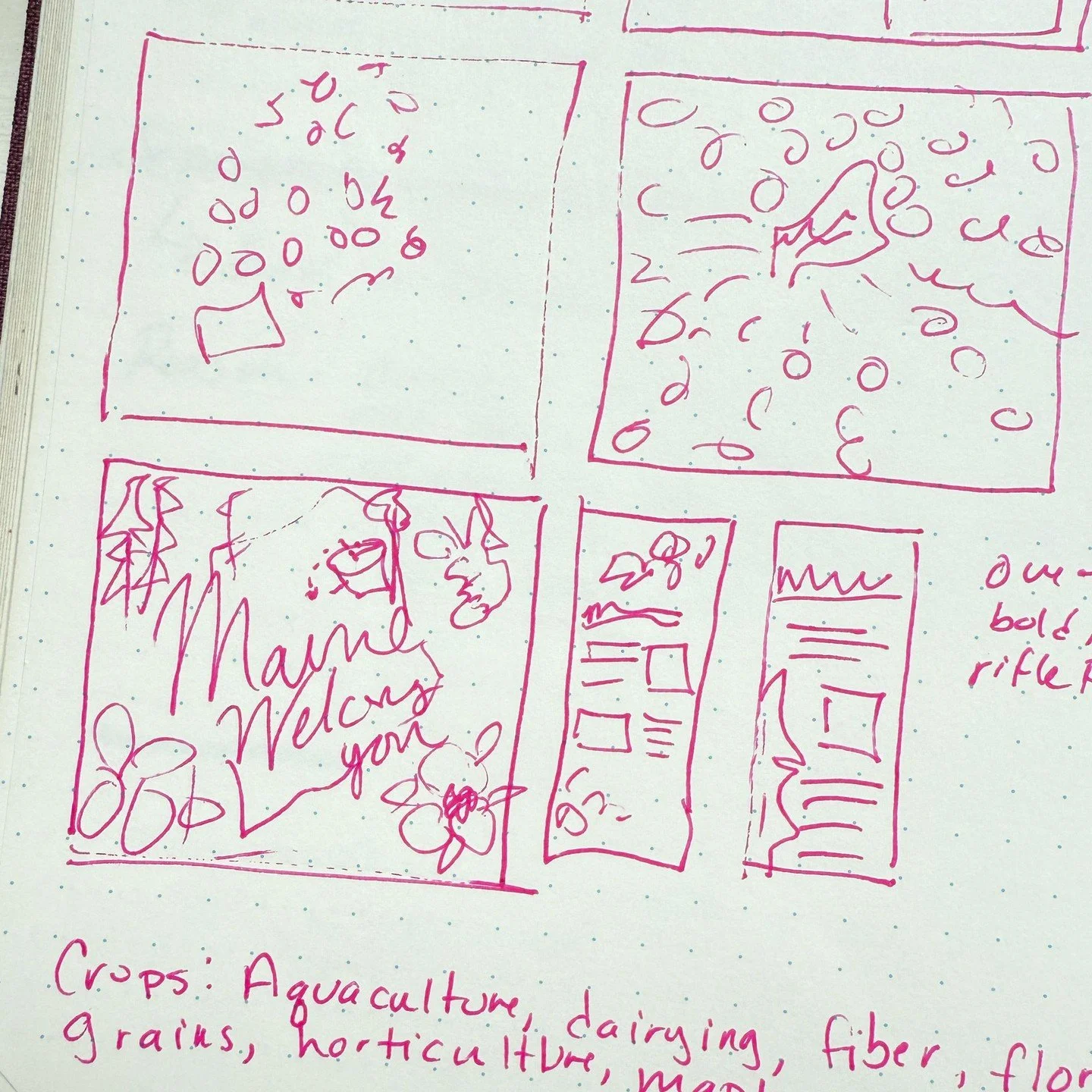 From 1-inch thumbnail sketch to 200-foot mural; here's a peek at the process behind this mural I illustrated for the @mainedacf and @getrealmaine . The piece is part of a larger exhibit I designed (more on that later) celebrating Maine’s farmin