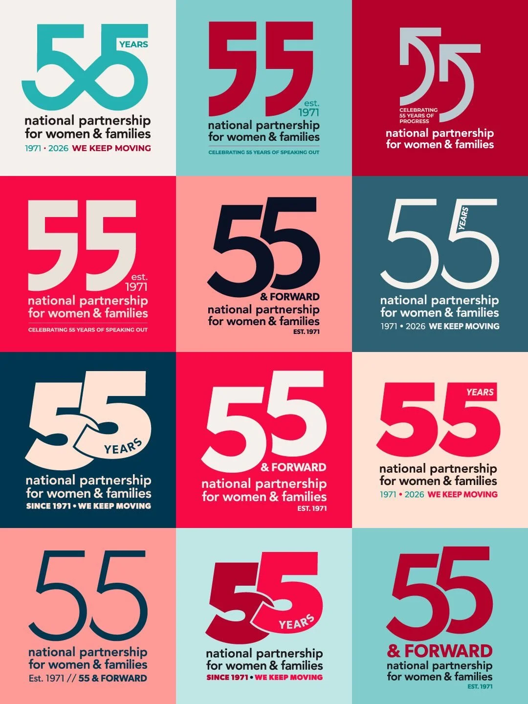 Ah, the anniversary mark.

Fifty-five years of fighting for women and families is no small thing. The National Partnership for Women &amp; Families has built an identity over more than half a century &mdash; trusted by the communities they serve, the