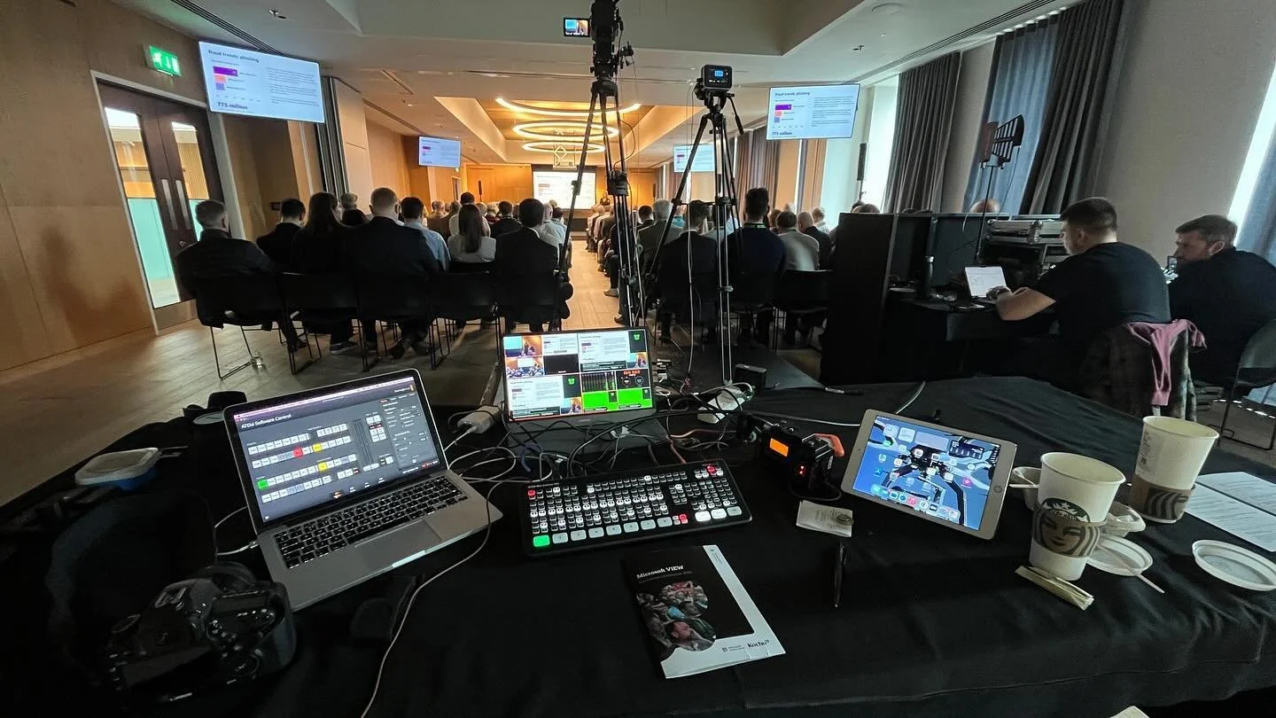 Filming the Microsoft View Event today. Some incredible speakers sharing their knowledge and expertise. Setup including the ATEM Mini Extreme ISO with Blackmagic Camera systems.