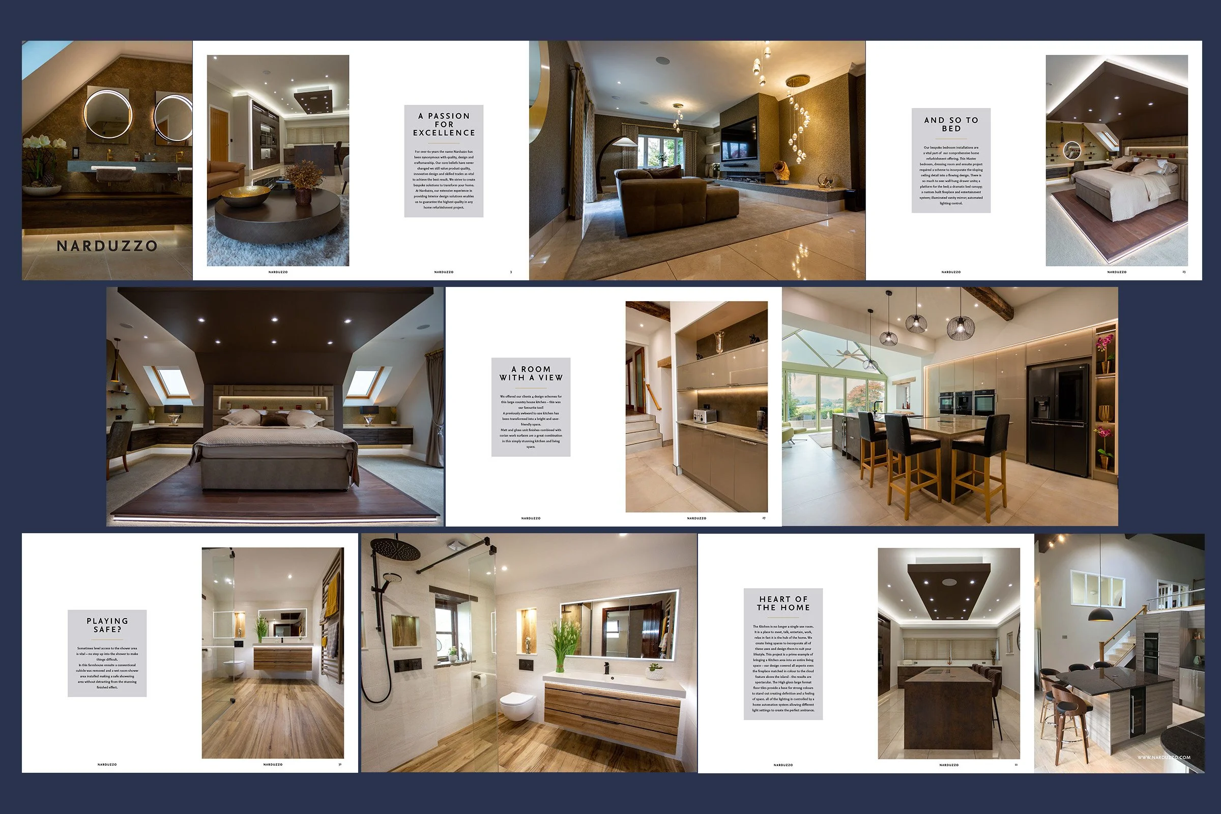 Layout display of a Narduzzo brochure designed and photographed by Harper Visuals