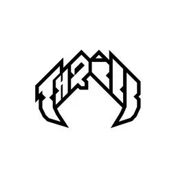 Stylized black logo with angular, geometric design.