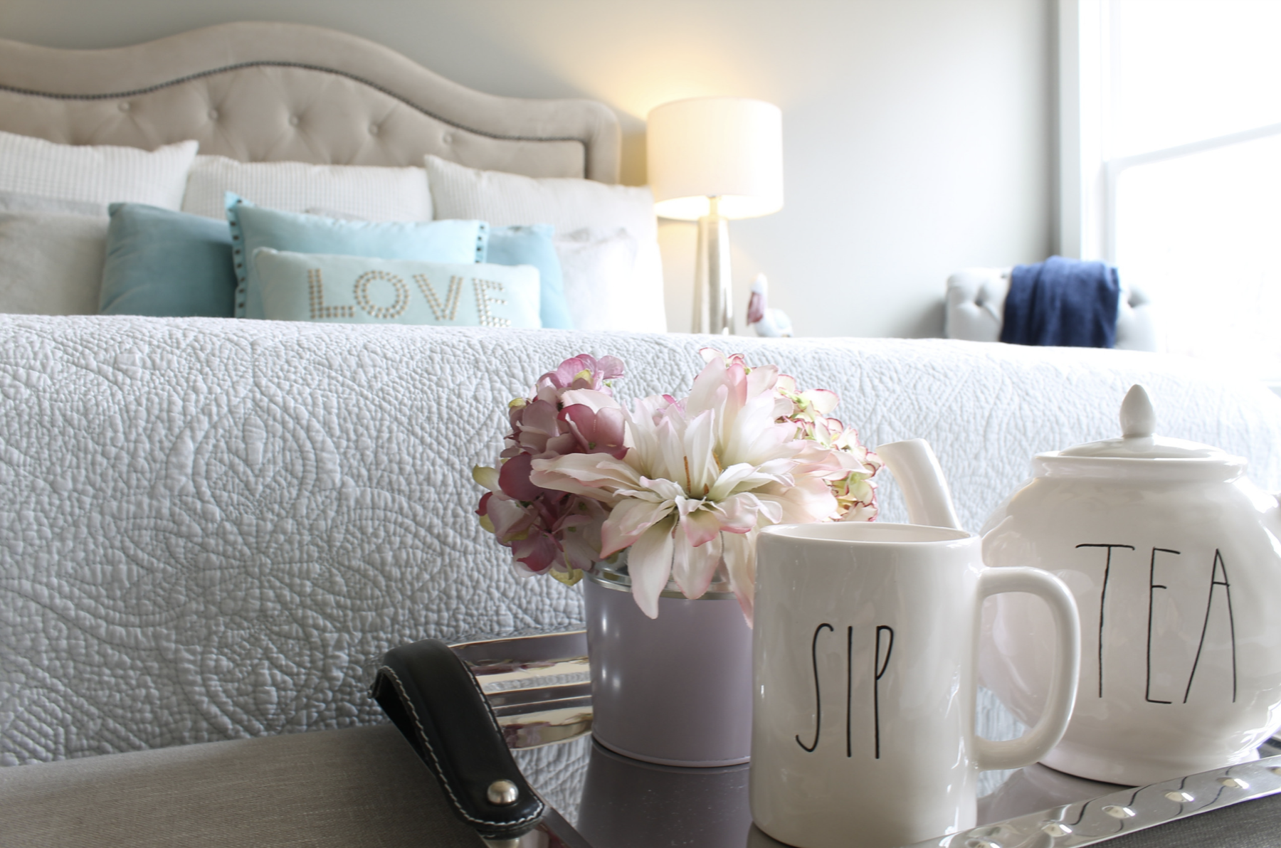 Master bedroom tea pot cup pink flower