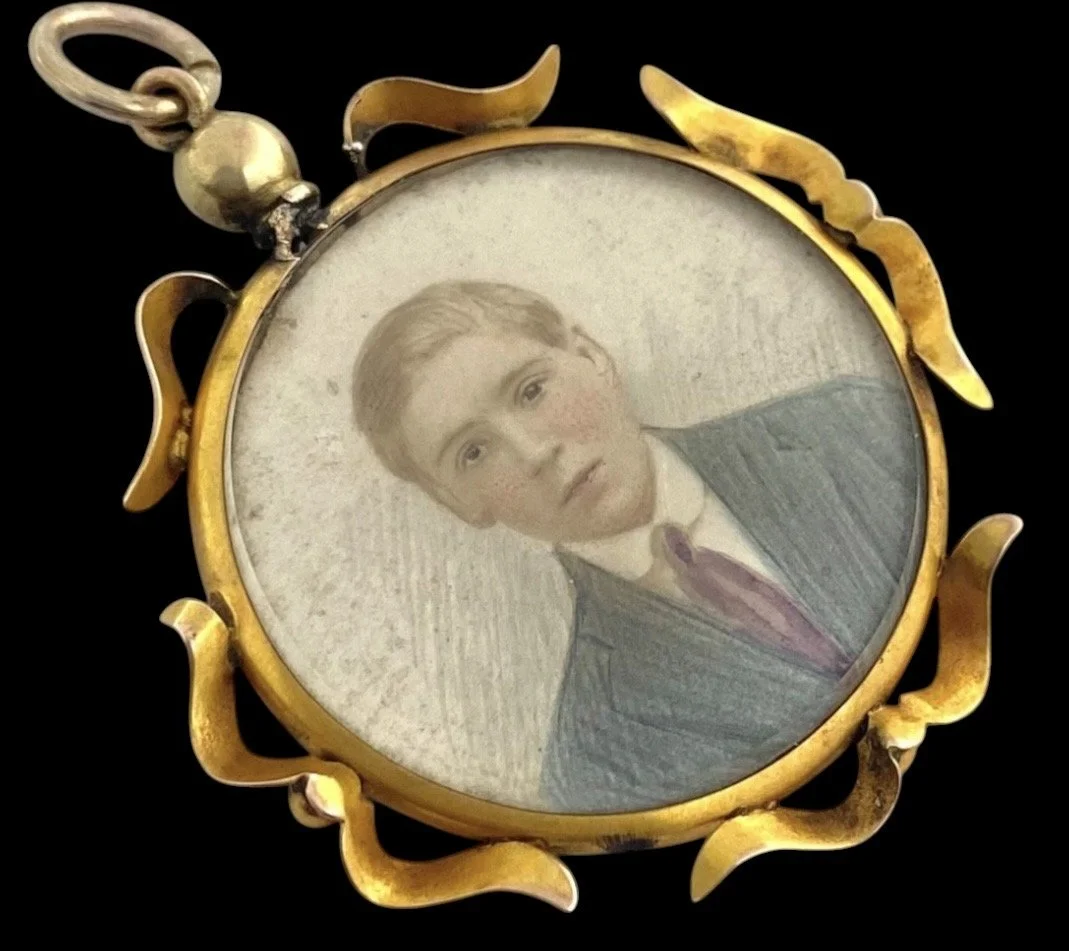 Unique Antique 9ct Gold Glazed Locket Pendant With Two Portraits