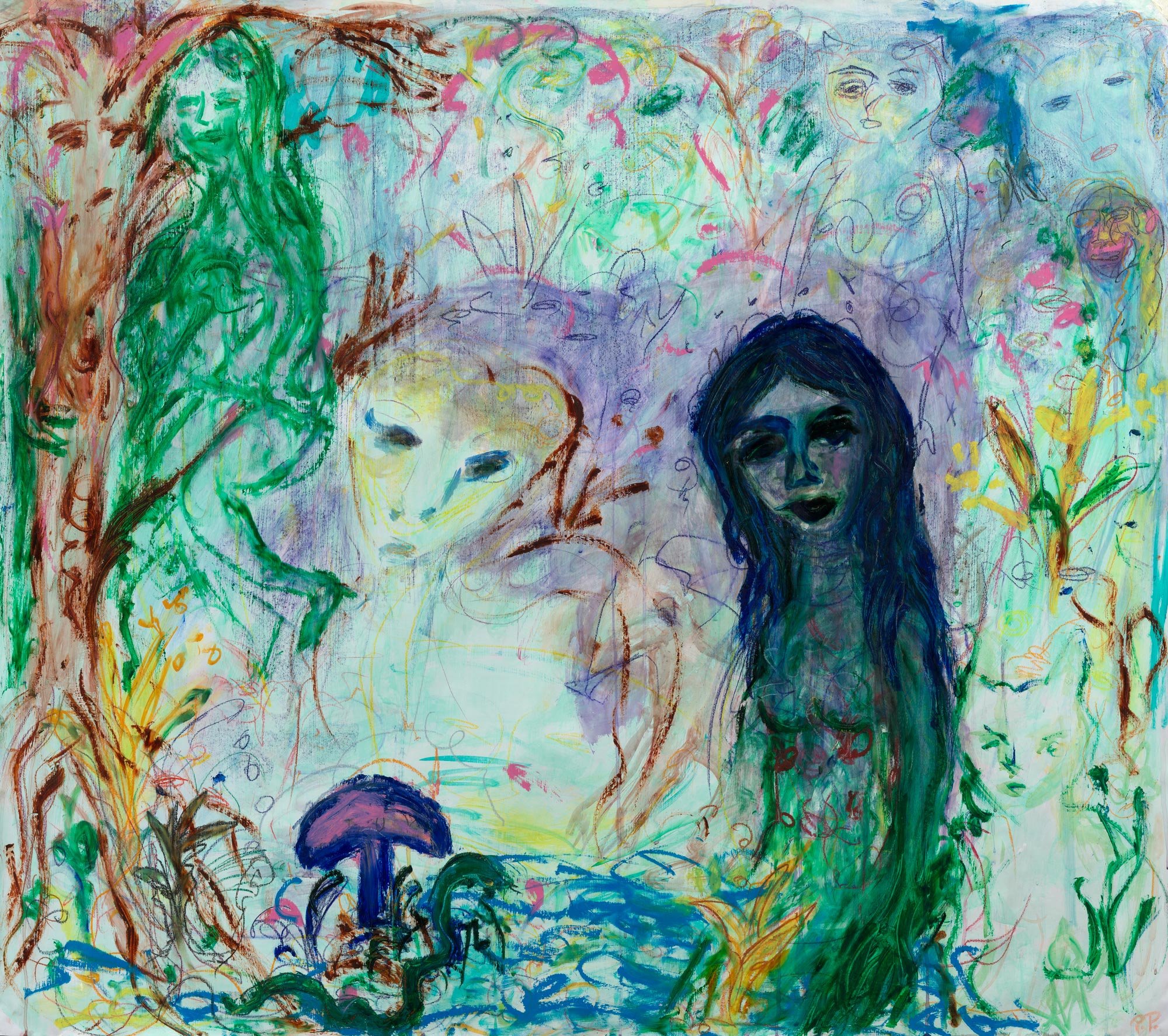 The Other Side, 2021
Gouache, flashe, wax crayon, oil bar on paper
130 x 150 cm