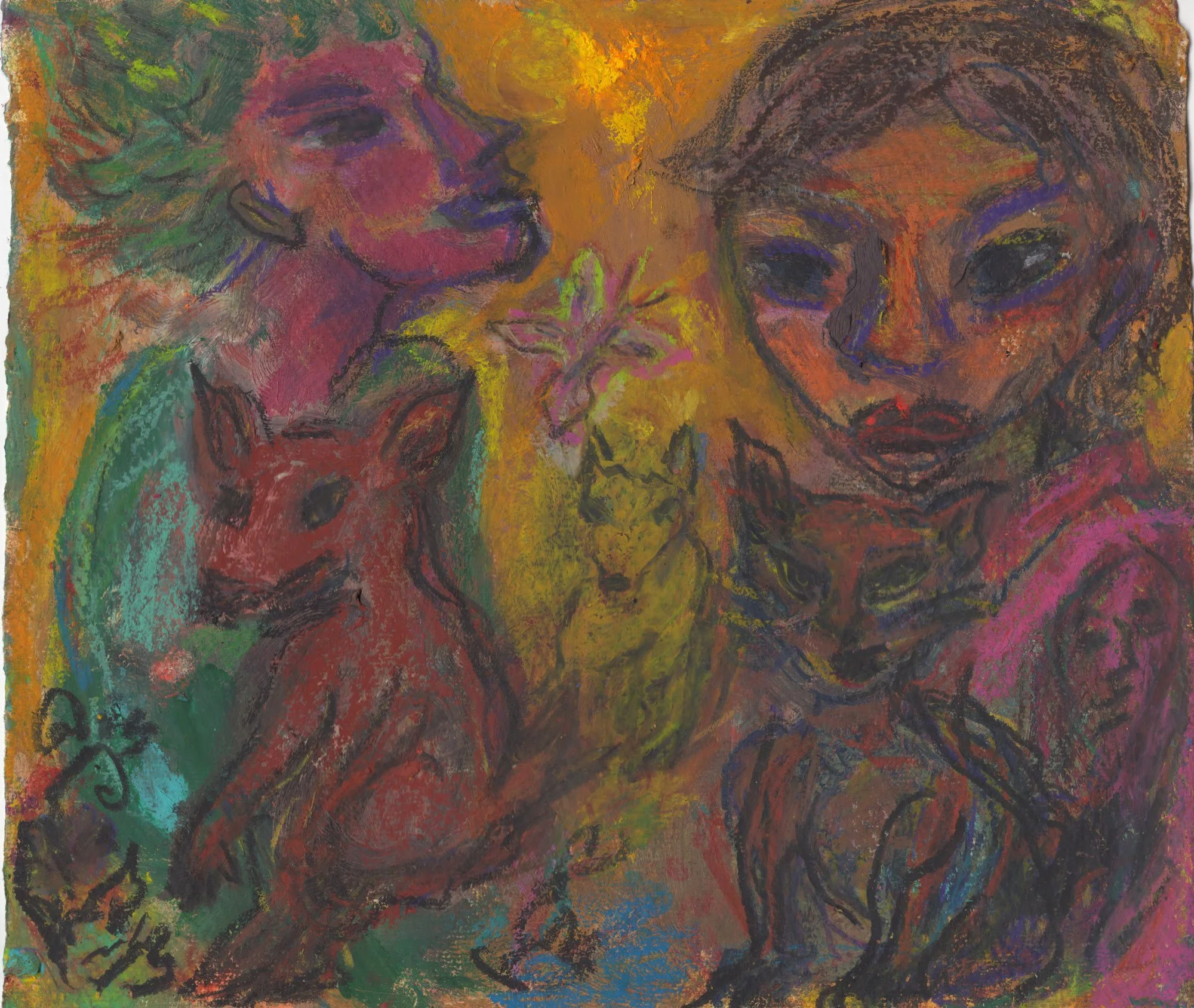 Allies, 2023
Oil pastel, pastel and charcoal on paper
21 x 24.5 cm