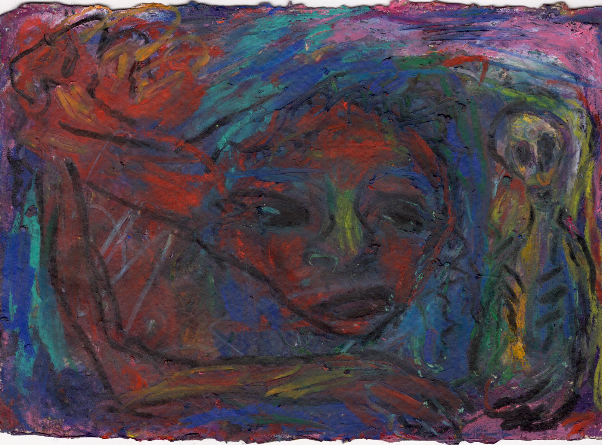 Slouching Towards the End, 2024
Oil pastel on paper
15 x 21 cm