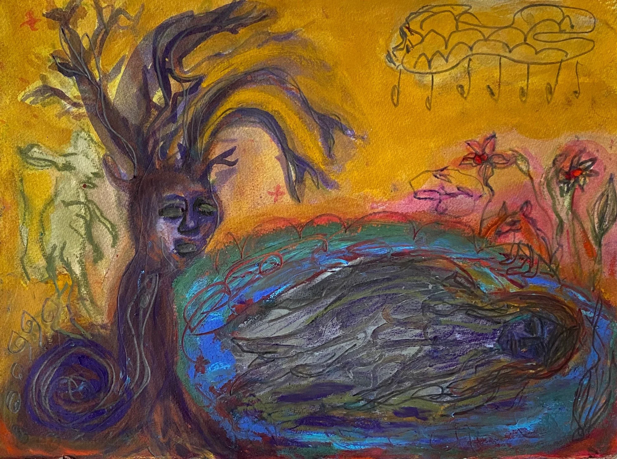 Animus Anima, 2021
Gouache, ink, graphite, oil pastel on paper
28 x 38 cm