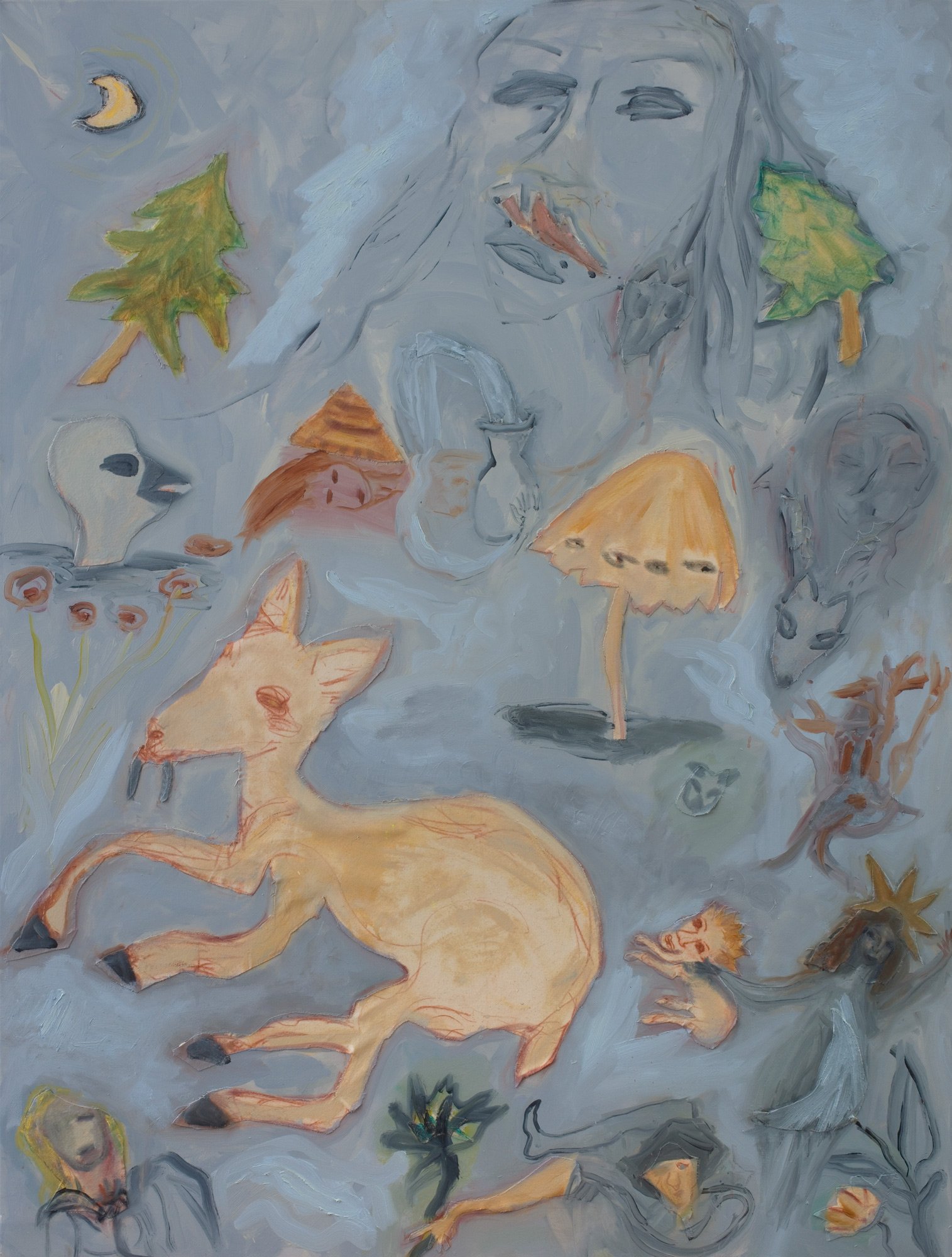 Dominion, 2017
Oil, acrylic, sanguine, canvas collage on canvas
160 x 120 cm