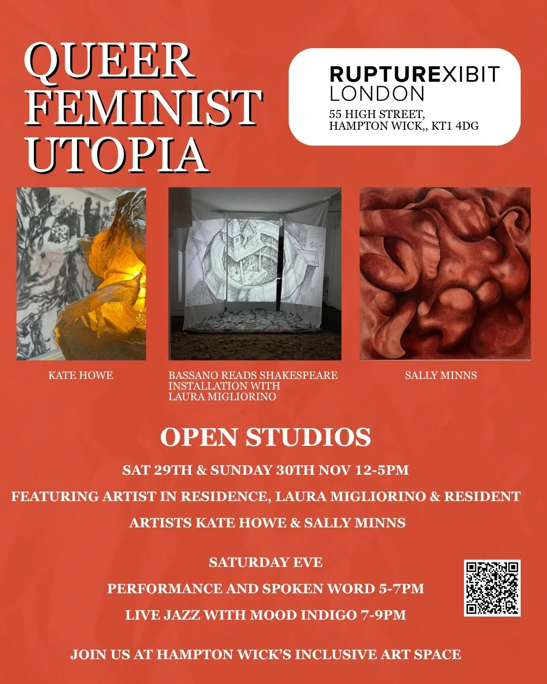 ✨ Queer Feminist Utopia &middot; Open Studio Weekend ✨

We are counting down the days!

Join us at RuptureXIBIT for a weekend of art, performance, installations and creative community. Everyone is welcome.

Meet the artists...

RuptureXIBIT founder a