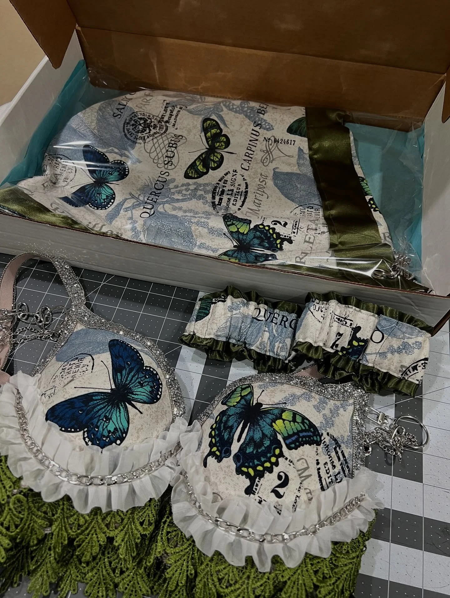 Fresh drops coming soon! 1-2 week processing time, ready for your September &amp; October fests! ❤️&zwj;🔥

This Psyche Bling Stash Set is now locked in our Collection Vault 🦋🗝️

&bull;
&bull;
&bull;

#raveoutfitinspo #hautelinebling #festivaloutfi