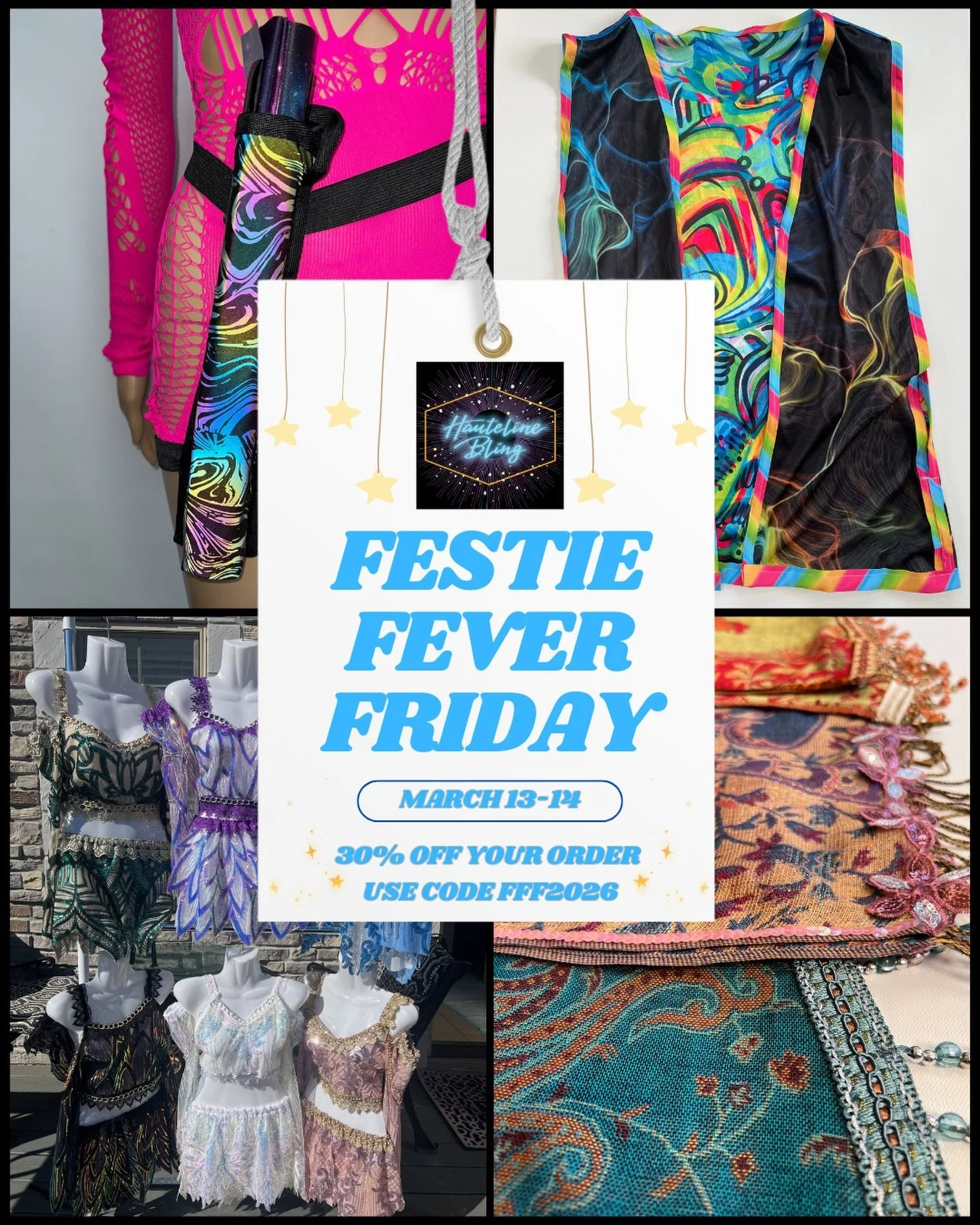 ✨ FESTIE FEVER FRIDAY ✨

30% off your order on March 13 &amp; 14, shop link in bio! Thank you @mood.kandi for organizing! 💫

#festiefeverfriday #supportsmallbusiness #raveoutfitinspo #raveaccessories #festivalfashion