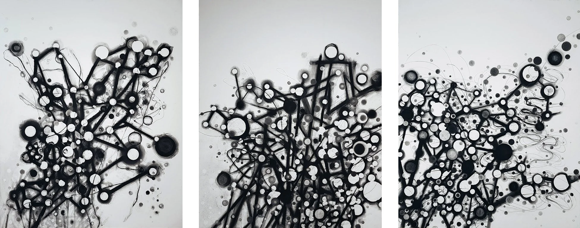 (Display Option) Mapping the Mindscape #1987, #2098, and #1979, Set of 3, drawing on 1/8in archival art board, 40 x 32 in each