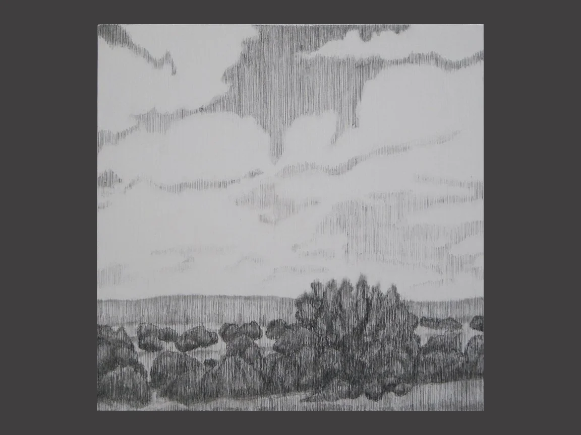 Clear Memory E-4671, Acrylic, graphite and varnish on wood panel, 10 x 10 x 1.5