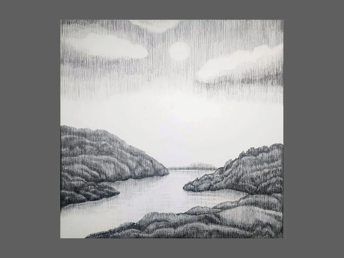 My Real World, 30x30x2, Graphite, Acrylic and Varnish on Wood Panel