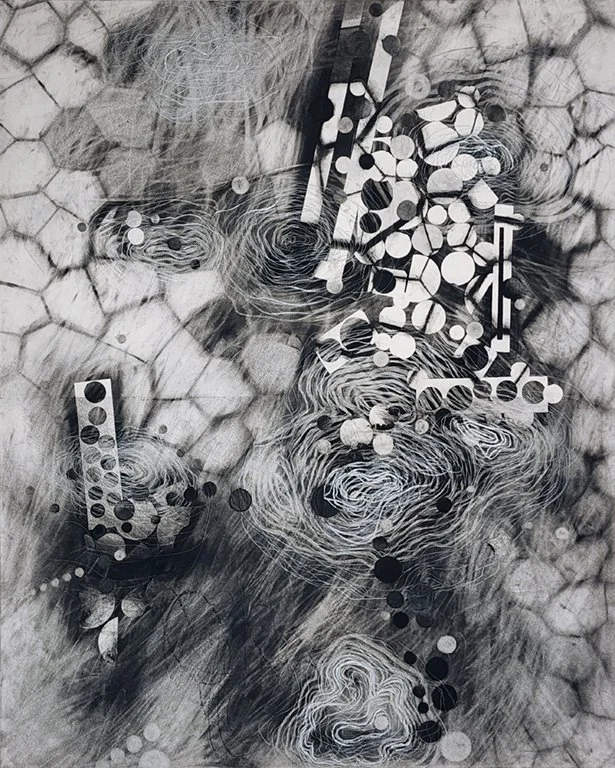Mapping the mindscape #1911, drawing on 1/8in archival art board, 40 x 32 in