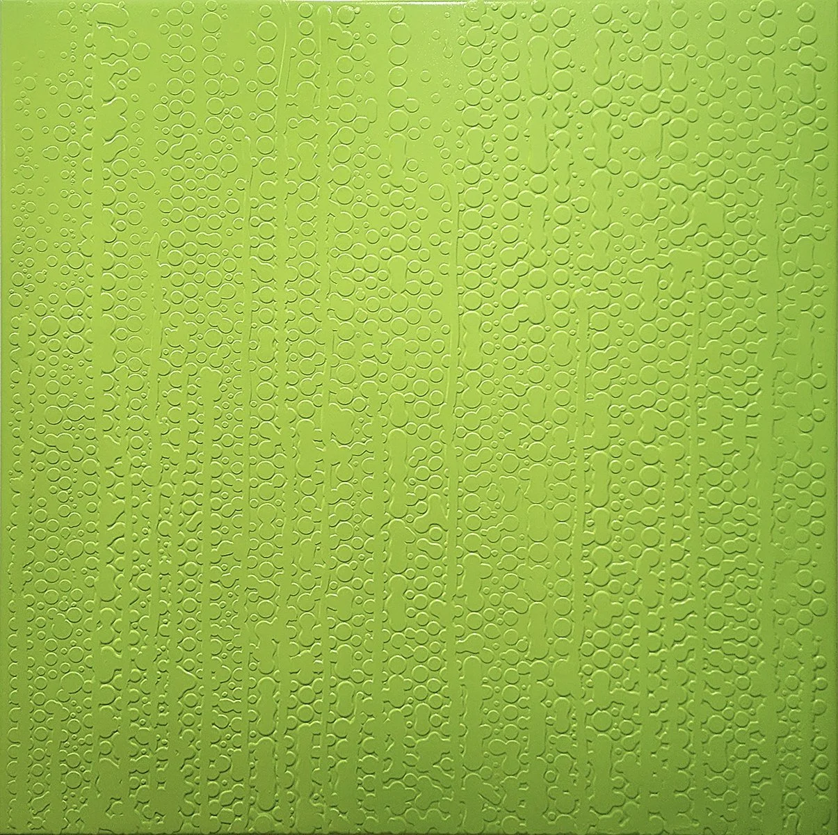 Water Re-imagined: Issaqueena Falls, South Carolina (Lime), 30” x 30” x 2.25”, Mixed media on wood panel