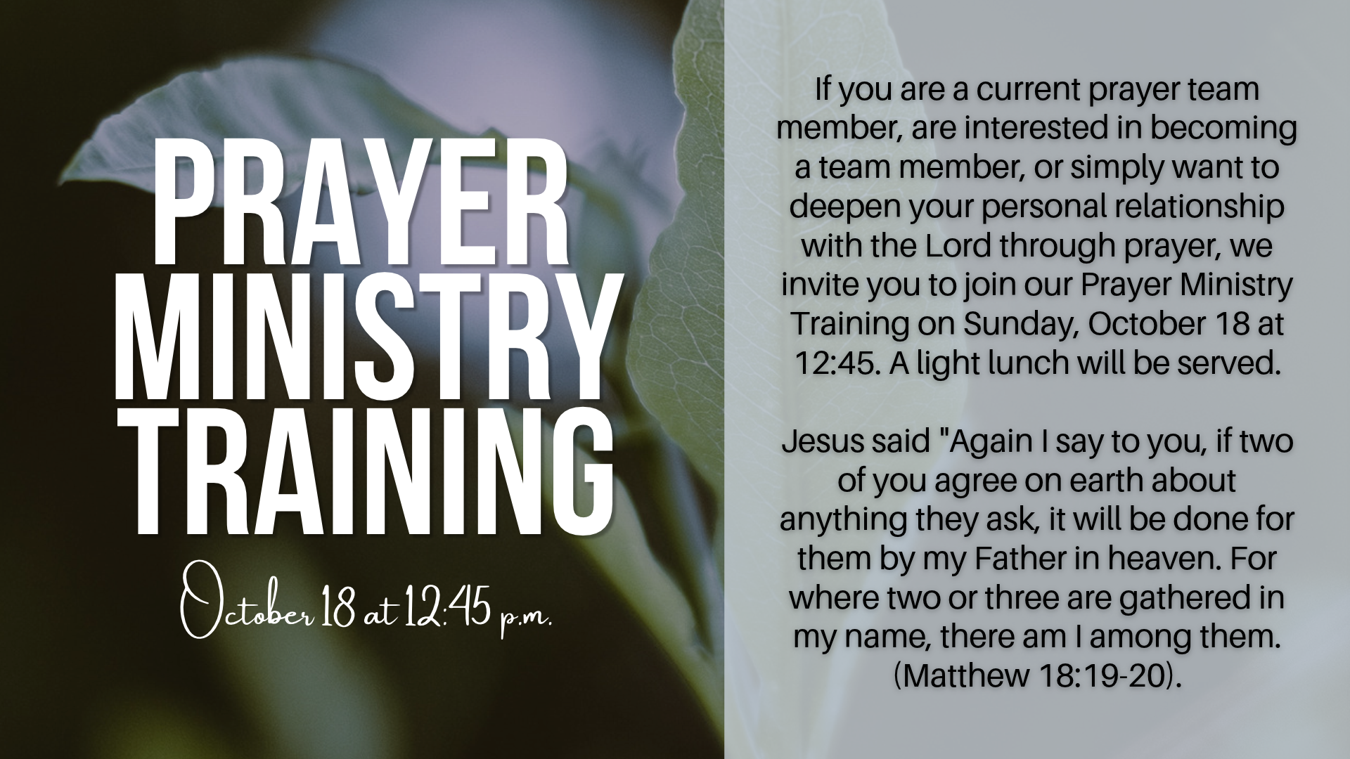 Prayer Ministry Training