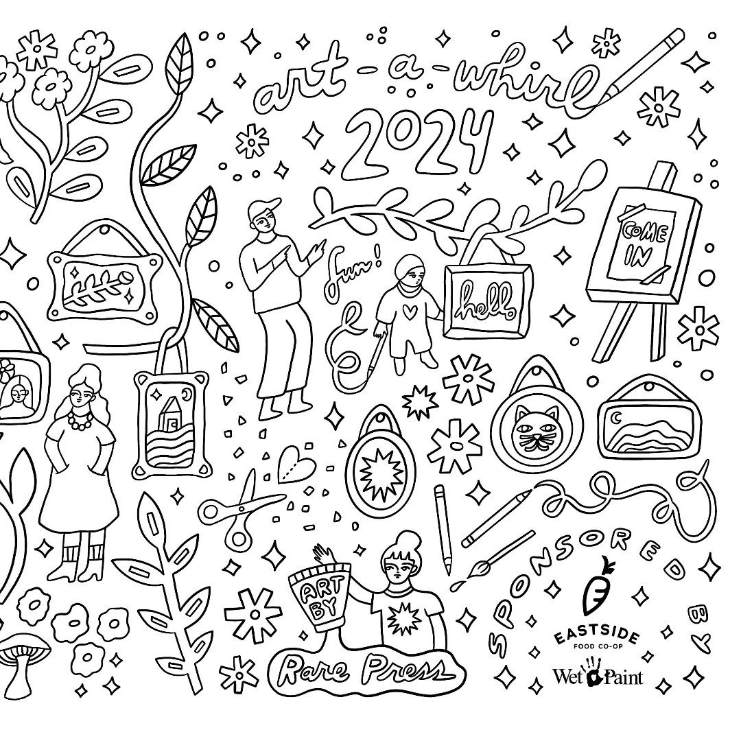 Let&rsquo;s take a coloring break! NEMAA artist @rarepress has created a 2-page spread in the middle of the NEMAA Directory &amp; Art-A-Whirl Guide for young artists. Visit the @NEMAA coloring contest webpage to submit entries for art supply prizes a