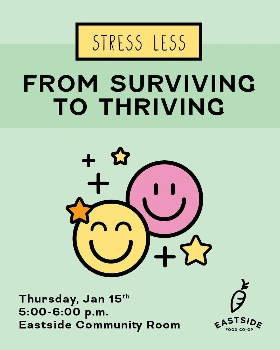 Do you feel like you are being controlled by stress? Do you want to reduce the stress in your life but don't know how?  Do you not know what to do when your stress is high?  If so, this class is for you! By the end of this workshop, you will learn th
