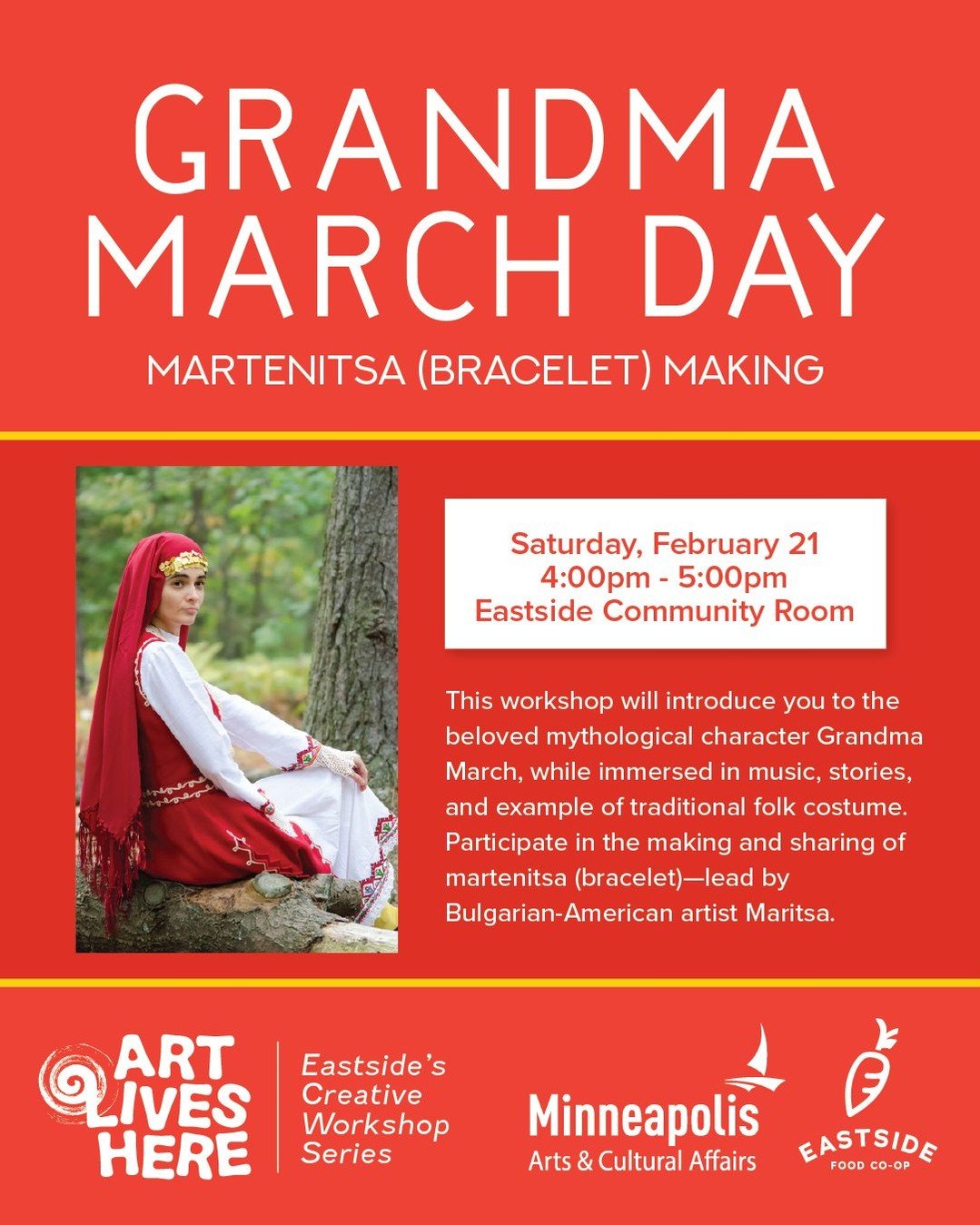 When was the last time you hung out with your grandma? Invite her to this special celebration, then make a night of it with dinner at the co-op or one of the amazing immigrant restaurants along Central Ave!

🌸 Welcome Spring the Bulgarian Way! 🌸

C