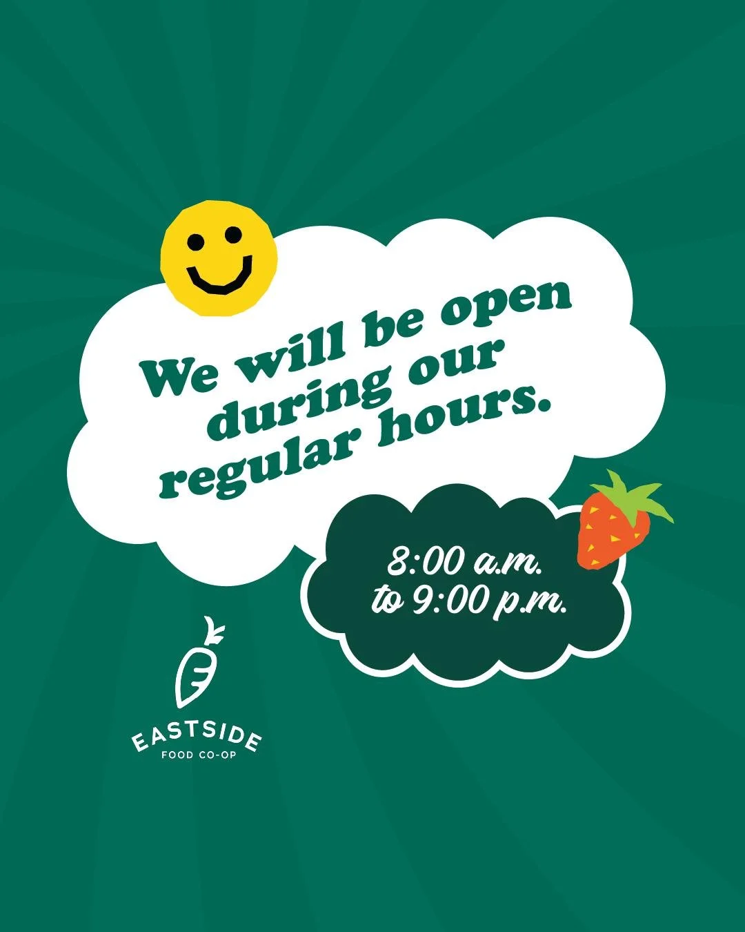 We're here all day! 🙂  Stop by, we'd love to see you! 🛒