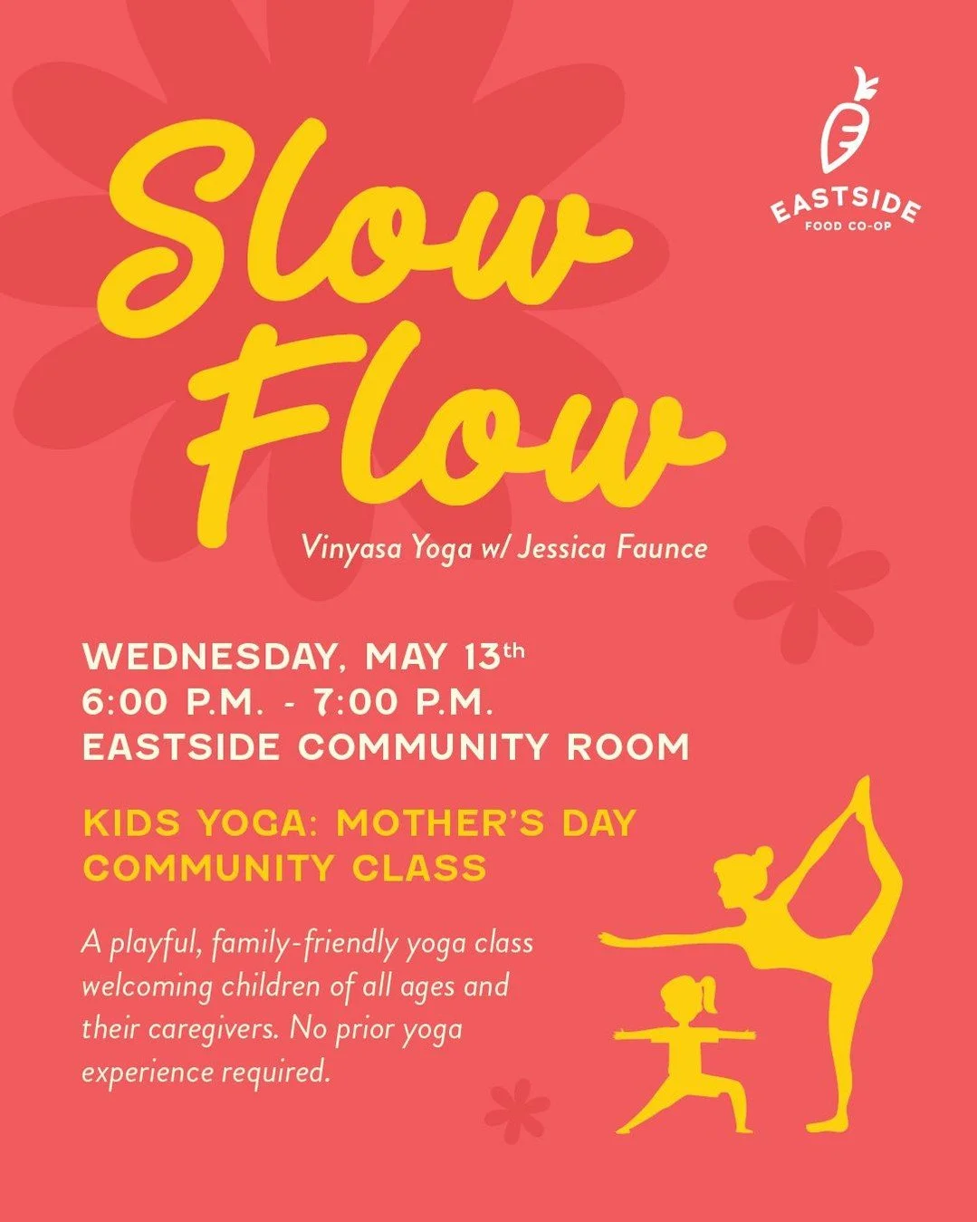 Mats out, phones down: it's family yoga time! 🌷🧘&zwj;♀️✨ 
Celebrate Mother's Day with the littles in a fun, relaxed yoga class designed for kids of all ages and their favorite grown-ups. No experience? No problem!