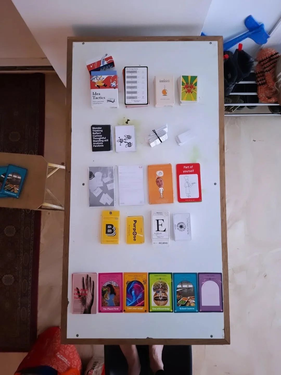 Bare feet. Card decks. Random notes. Half-finished ideas. This is what thinking looks like for me.

I started writing this week's reflection about two frameworks I've been building. I ended up at the soil.

Somewhere in between: dopamine and persuasi