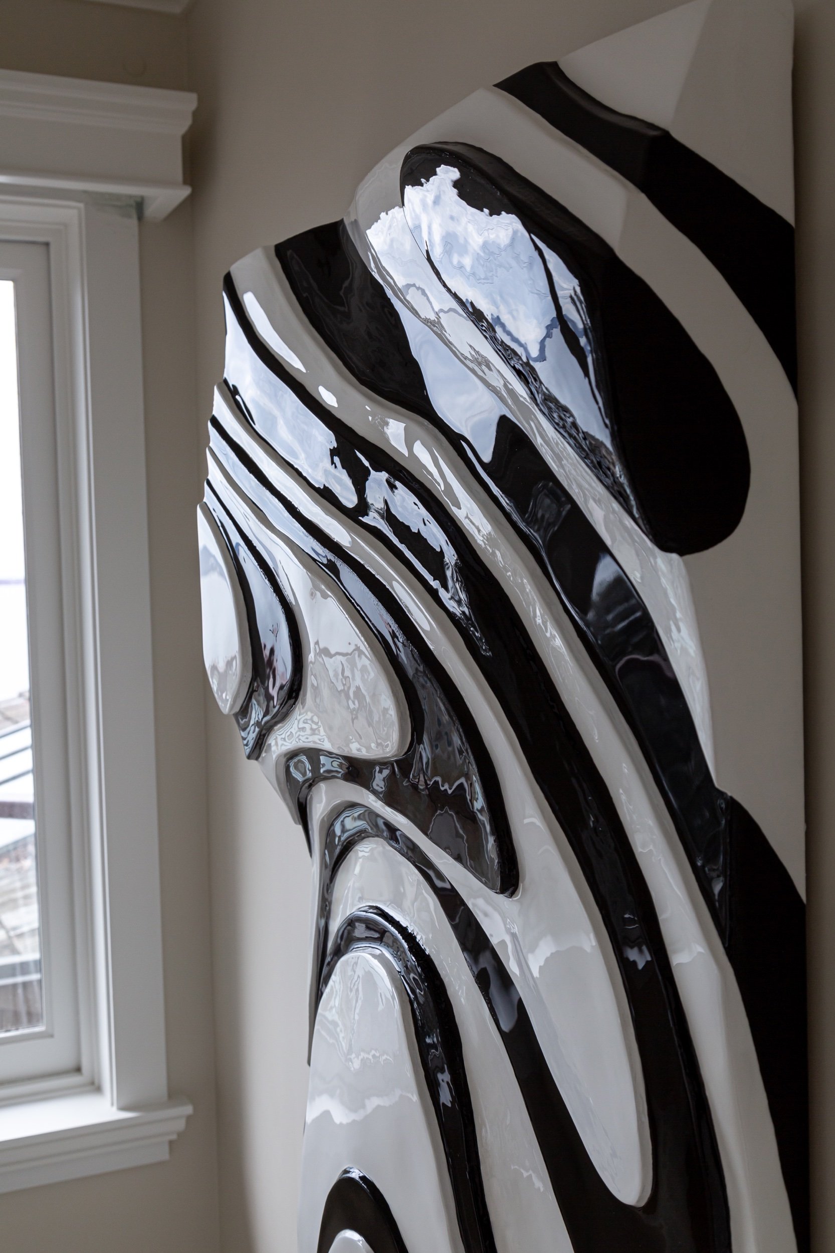 SLOW RUSH angled view: Highlighting the artwork's delicate interplay of colors and textures, offering a dynamic visual experience.
