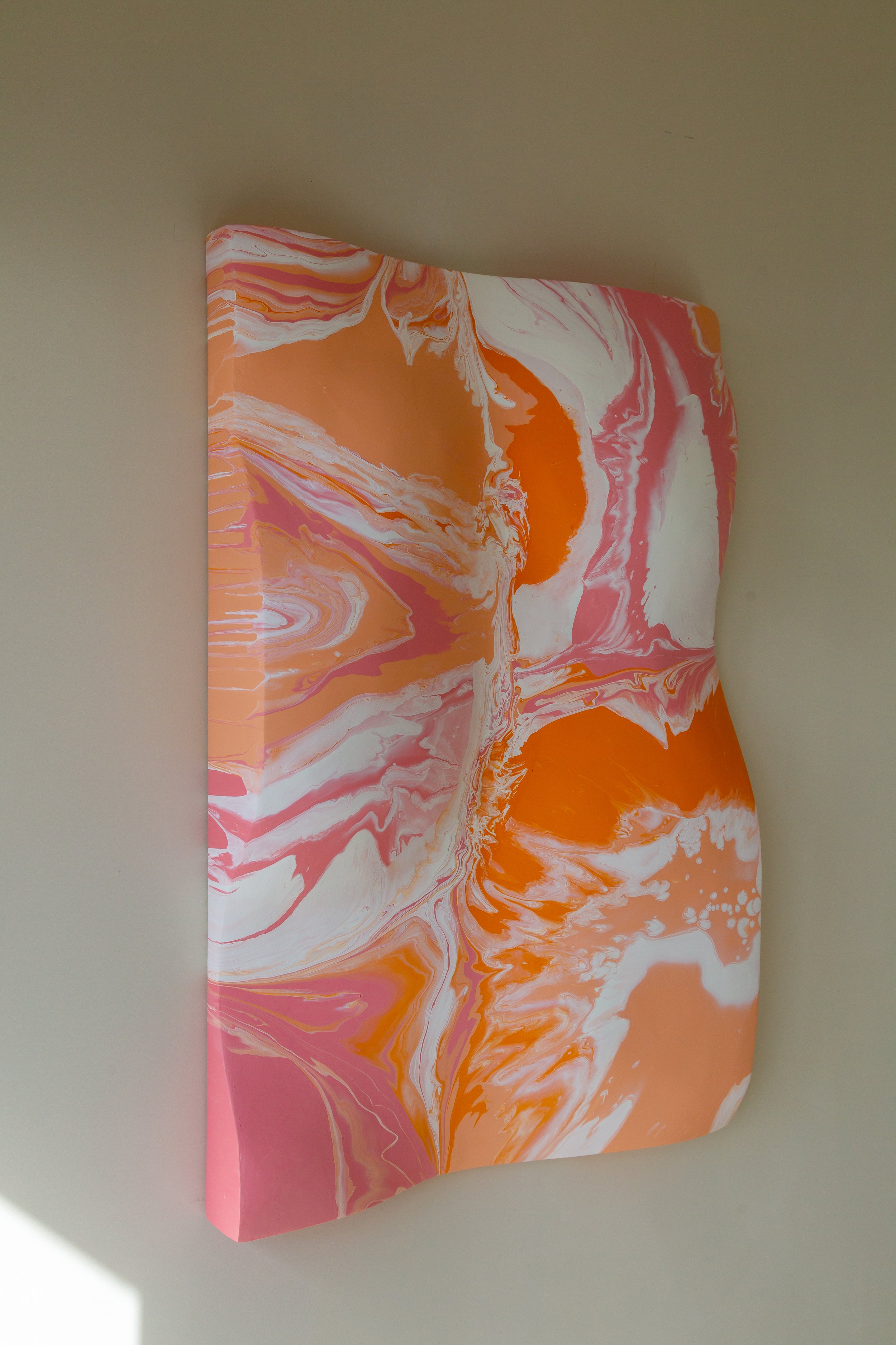 CRUSH side view: A unique perspective emphasizing the bold color palette and texture of this original artwork by Kayla K. Bohl.