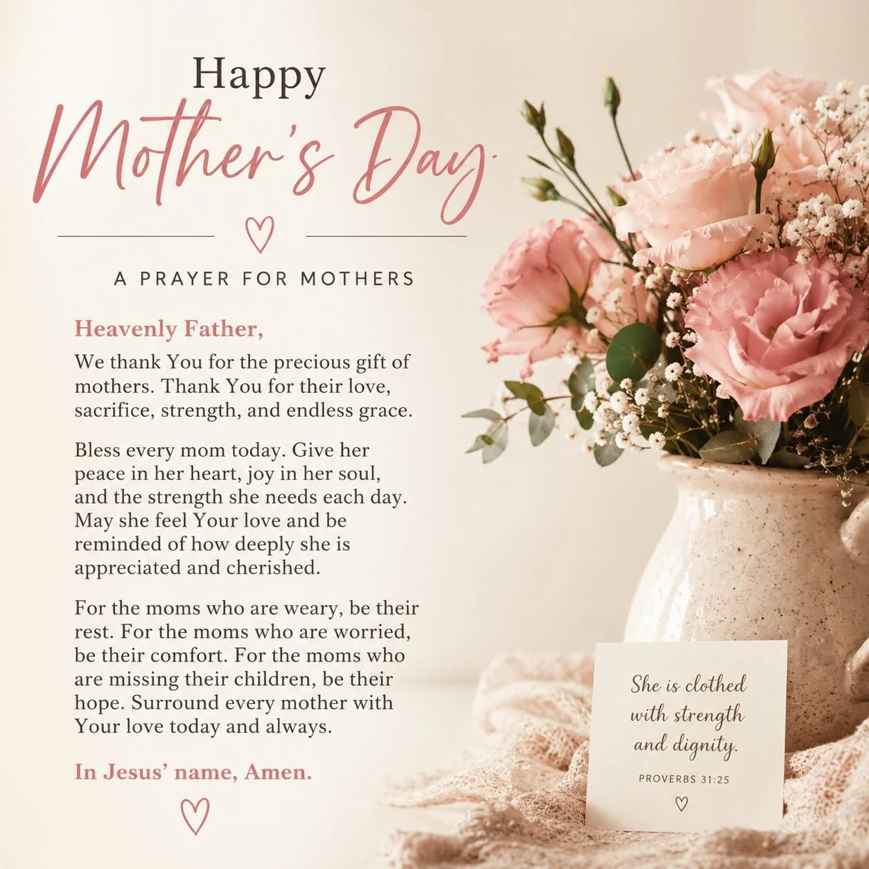 Happy Mother&rsquo;s Day to every incredible mom 🤍🌸

Today we celebrate the women whose love reflects grace, strength, sacrifice, and endless compassion. May God bless every mother with peace, joy, renewed strength, and the reminder that she is dee