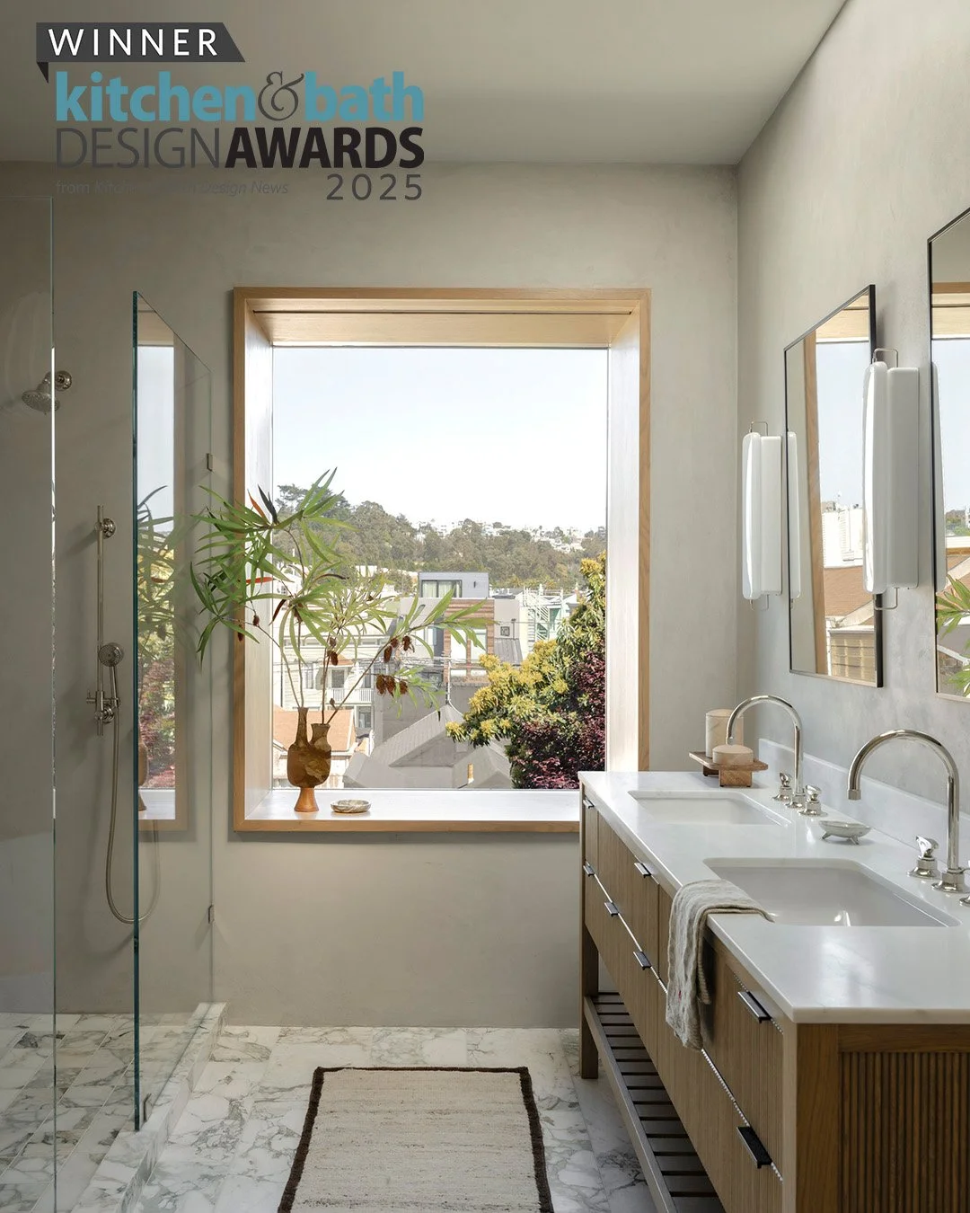 SF Showcase Bath Before and After:
Before and After of our SF Showcase Primary Bath with Lauren Berry Interior Design featured in Kitchen Bath & Design