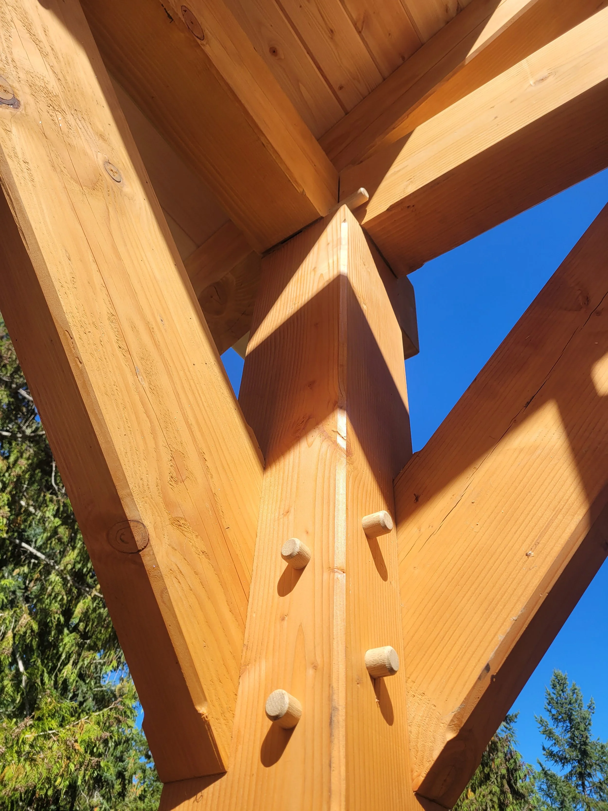 traditional mortise and tenon, pegged timber frame joinerey