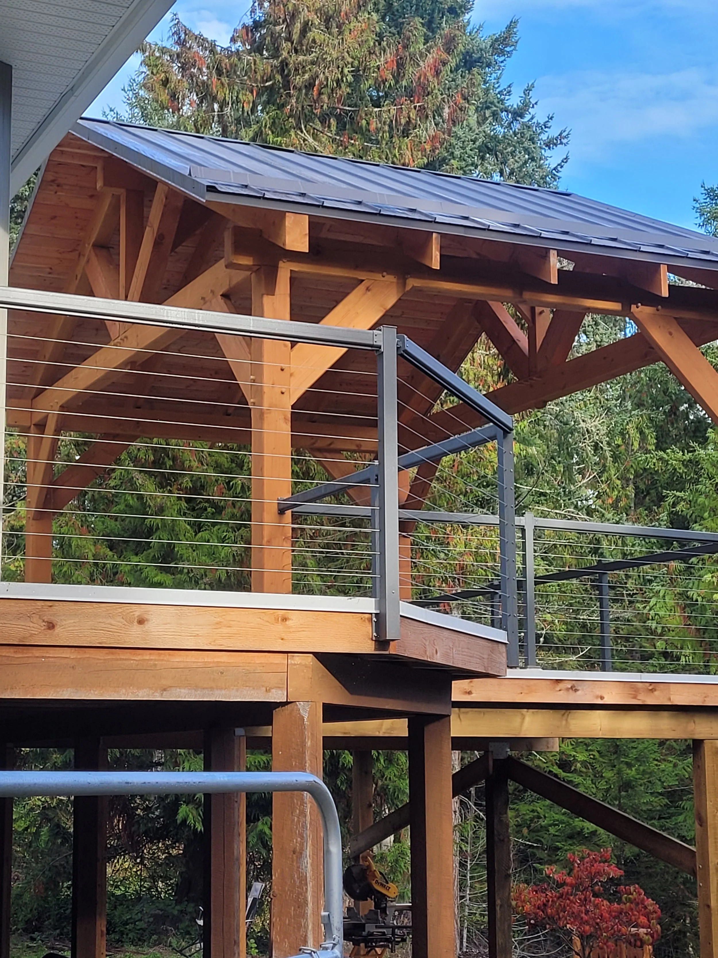 finished timber frame covered deck