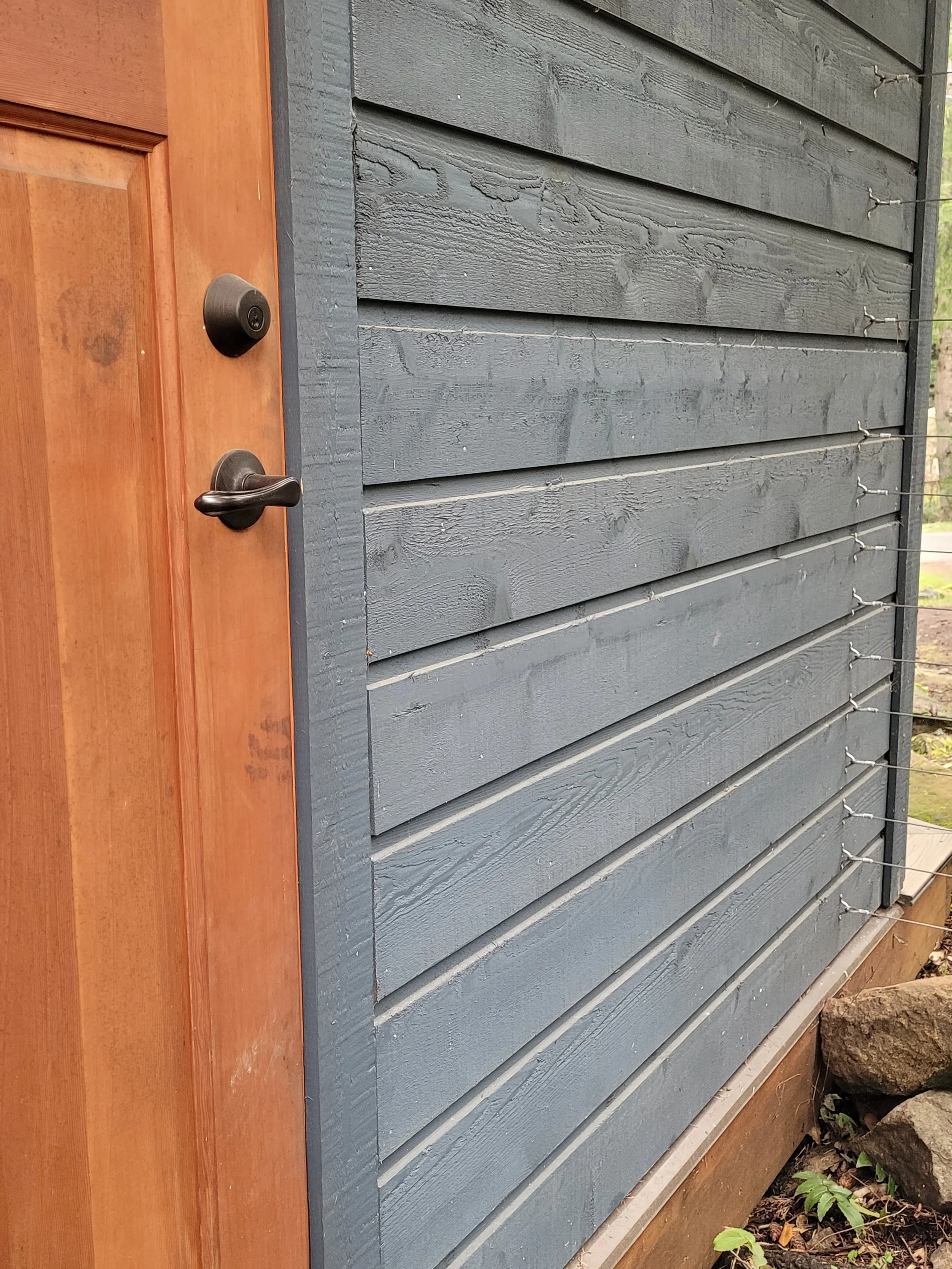stained cedar channel siding