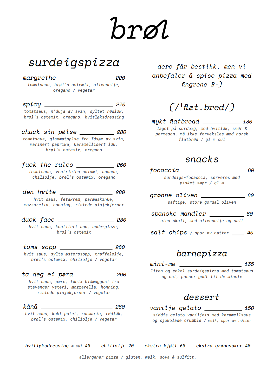 surdeig meny pizza restaurant stavanger øst tou scene ostehuset storhaug flatbread