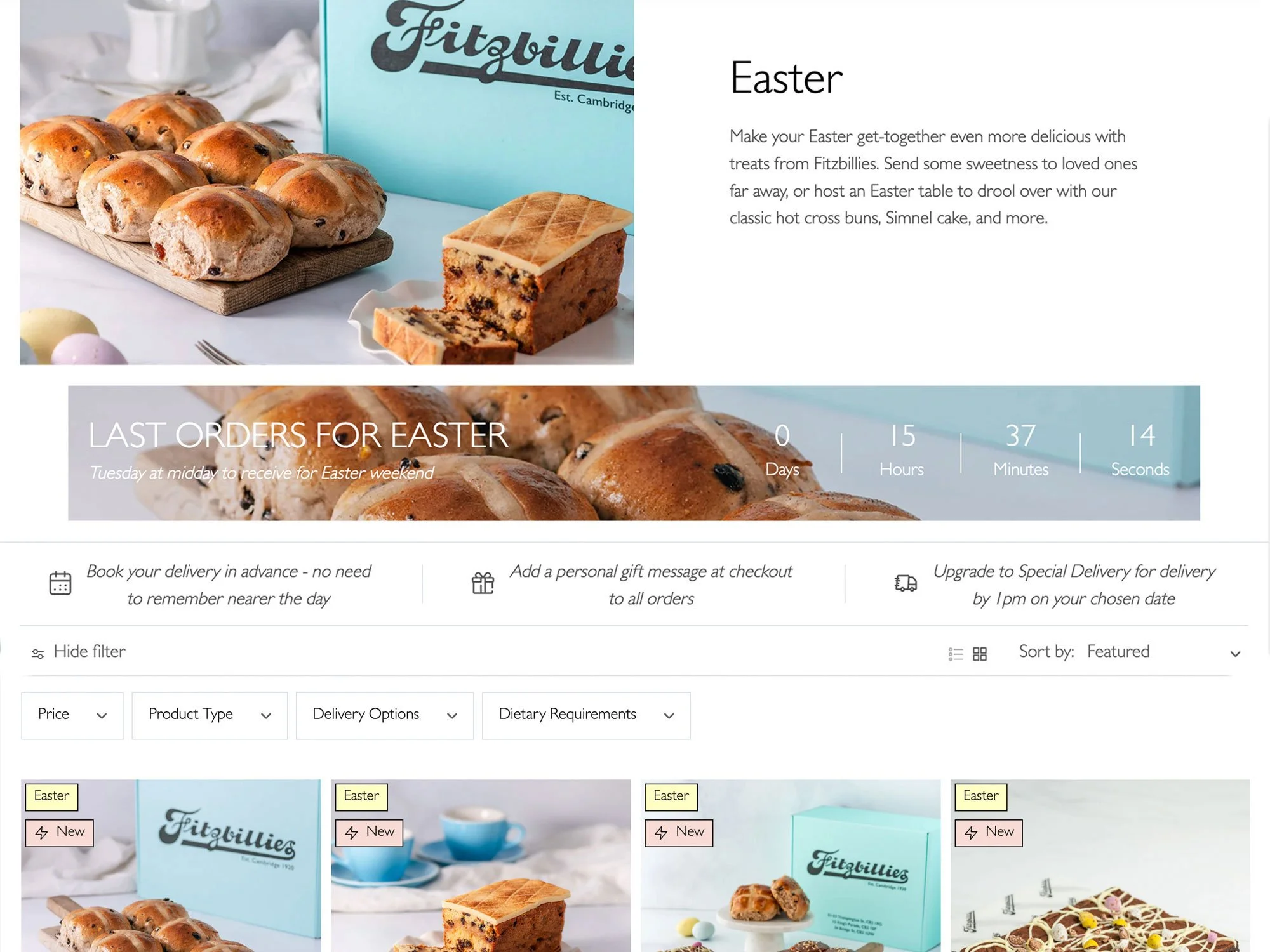 Seasonal promotional countdown on collection page 