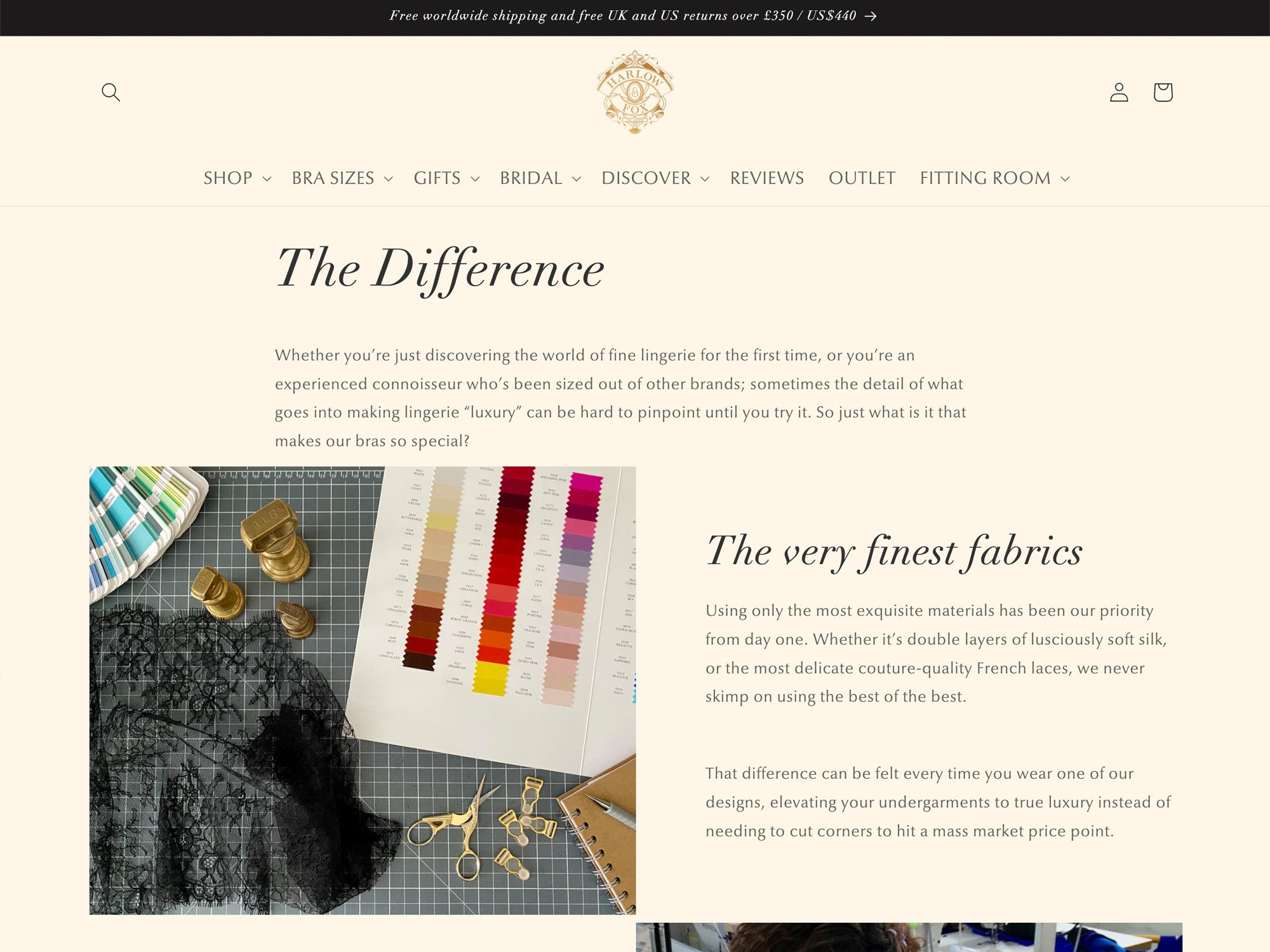 Shopify content page layout with image and text sections