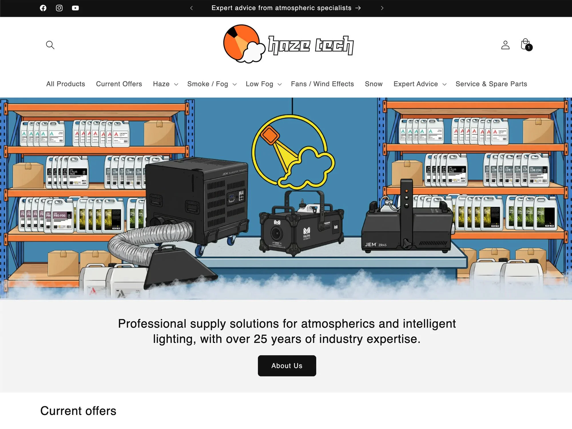 Desktop homepage of Hazetech Shopify site