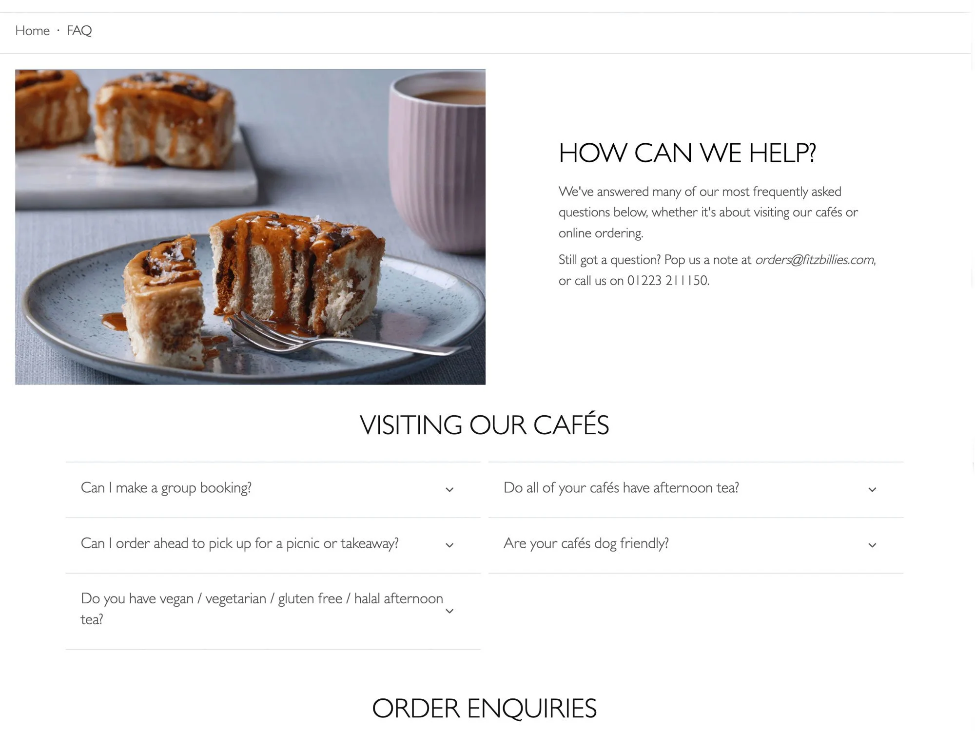 Customer service page example
