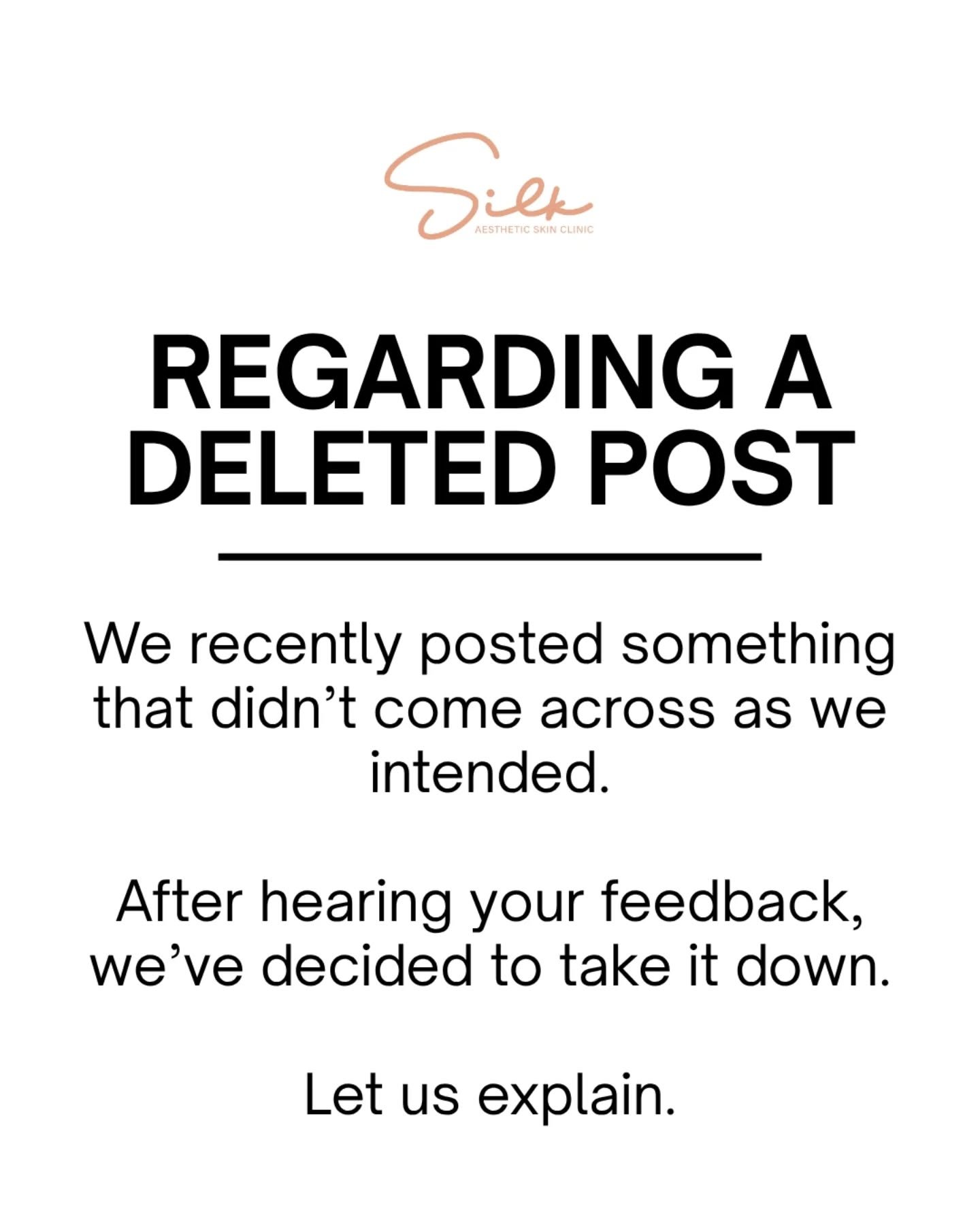 Regarding the deleted post...

#silkaesthetic #springpromo #deletedpost #collagenglow #facial