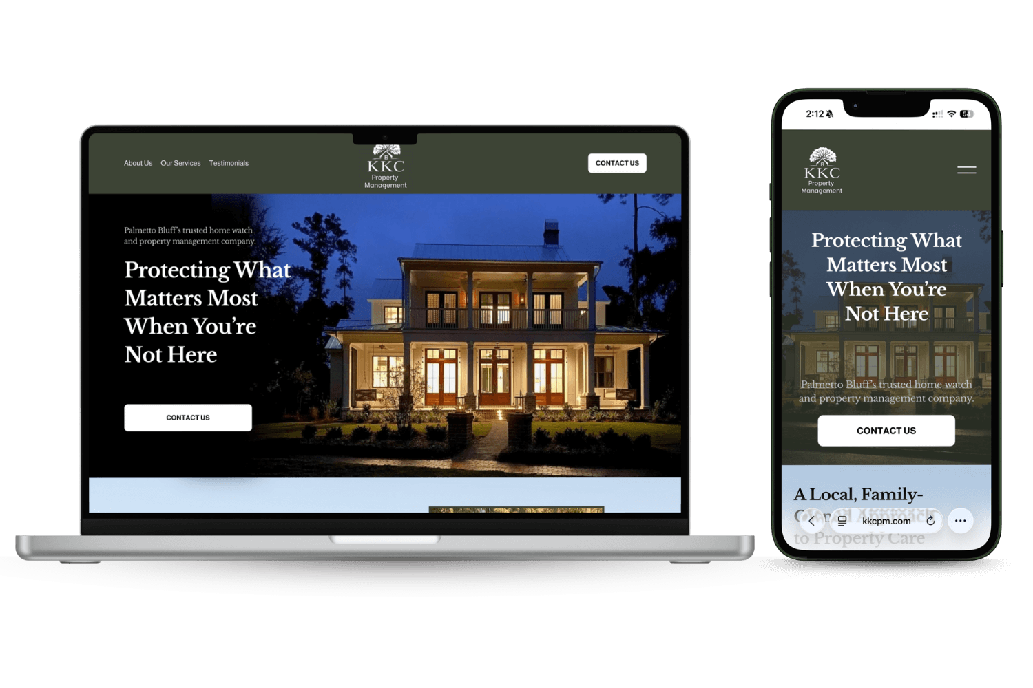 KKC Property Management website in a laptop view and mobile view