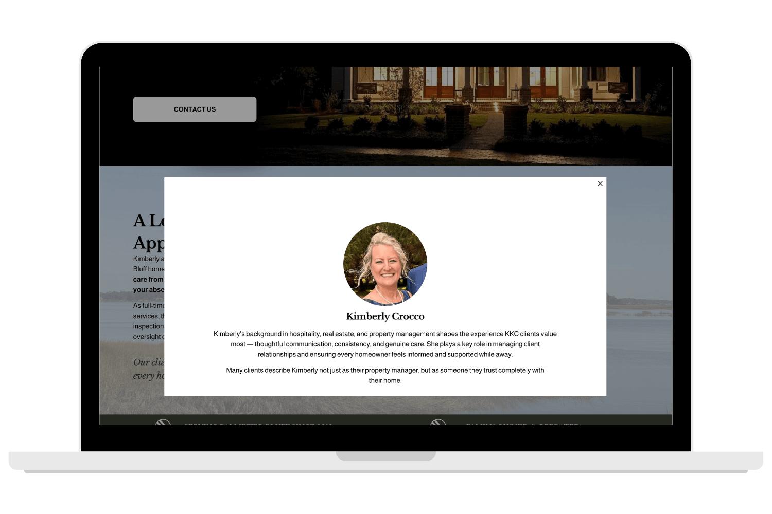 KKC Property Management One page website light-box bio functionality